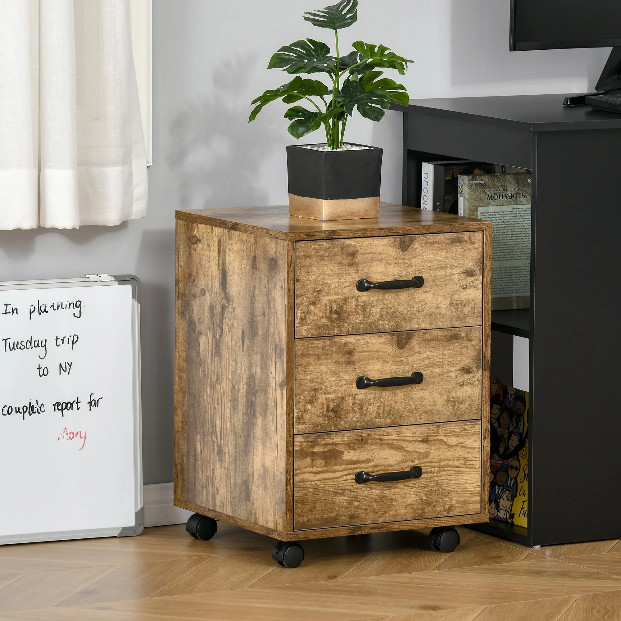 Rolling File Cabinet with 3 Drawers - Image 2