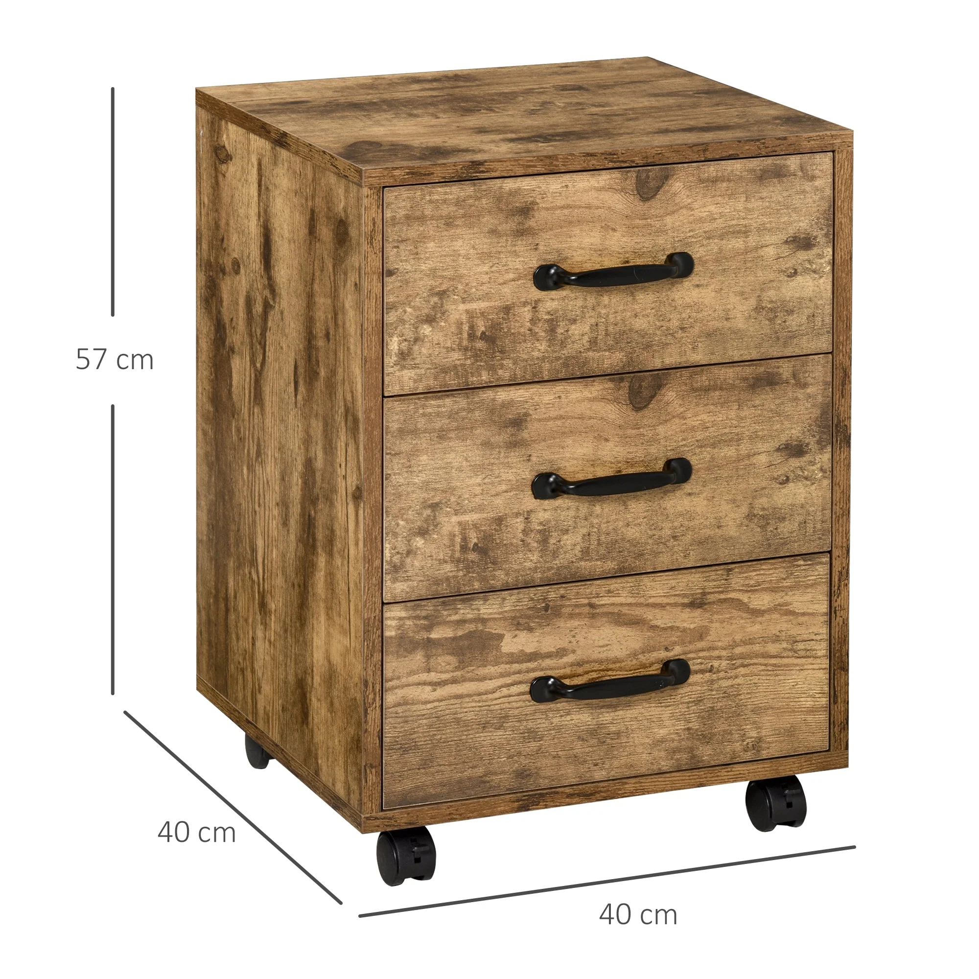 Rolling File Cabinet with 3 Drawers - Image 3