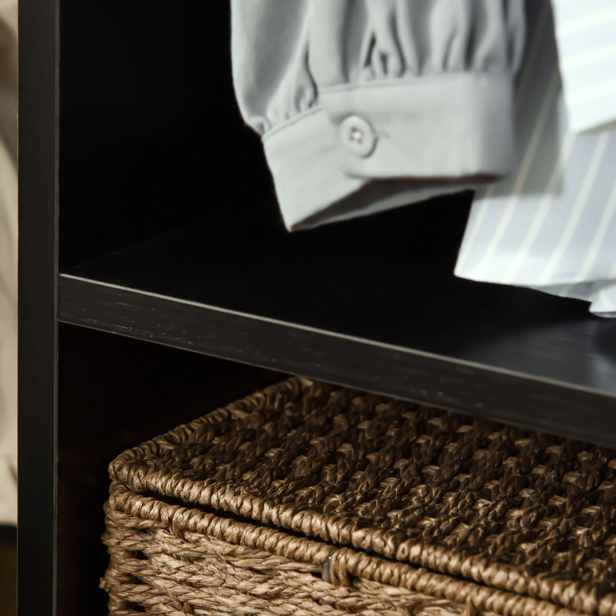Rolling Open Wardrobe w/ Hanging Rod Storage Shelves Closet Organizer - Image 7