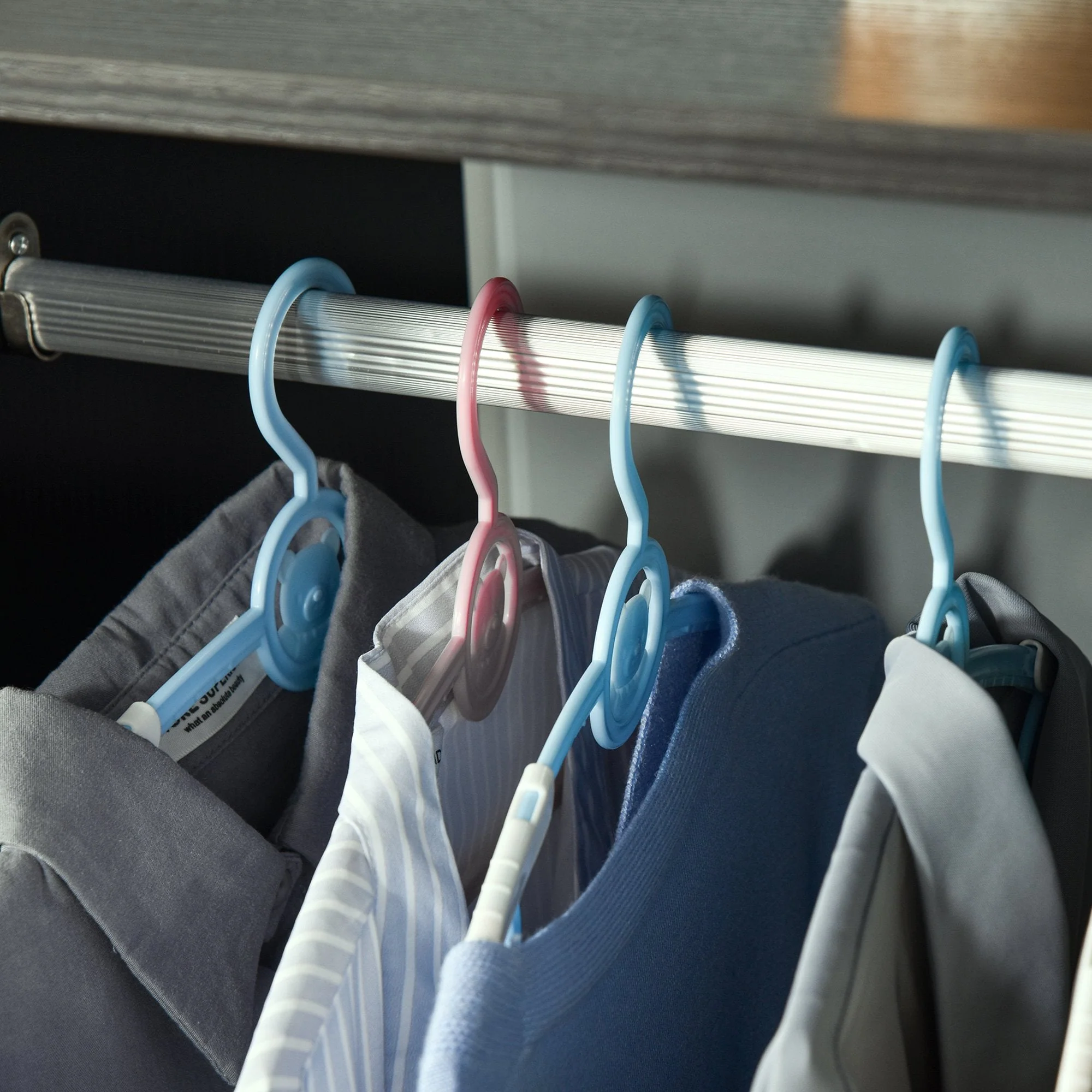 Rolling Open Wardrobe w/ Hanging Rod Storage Shelves Closet Organizer - Image 9
