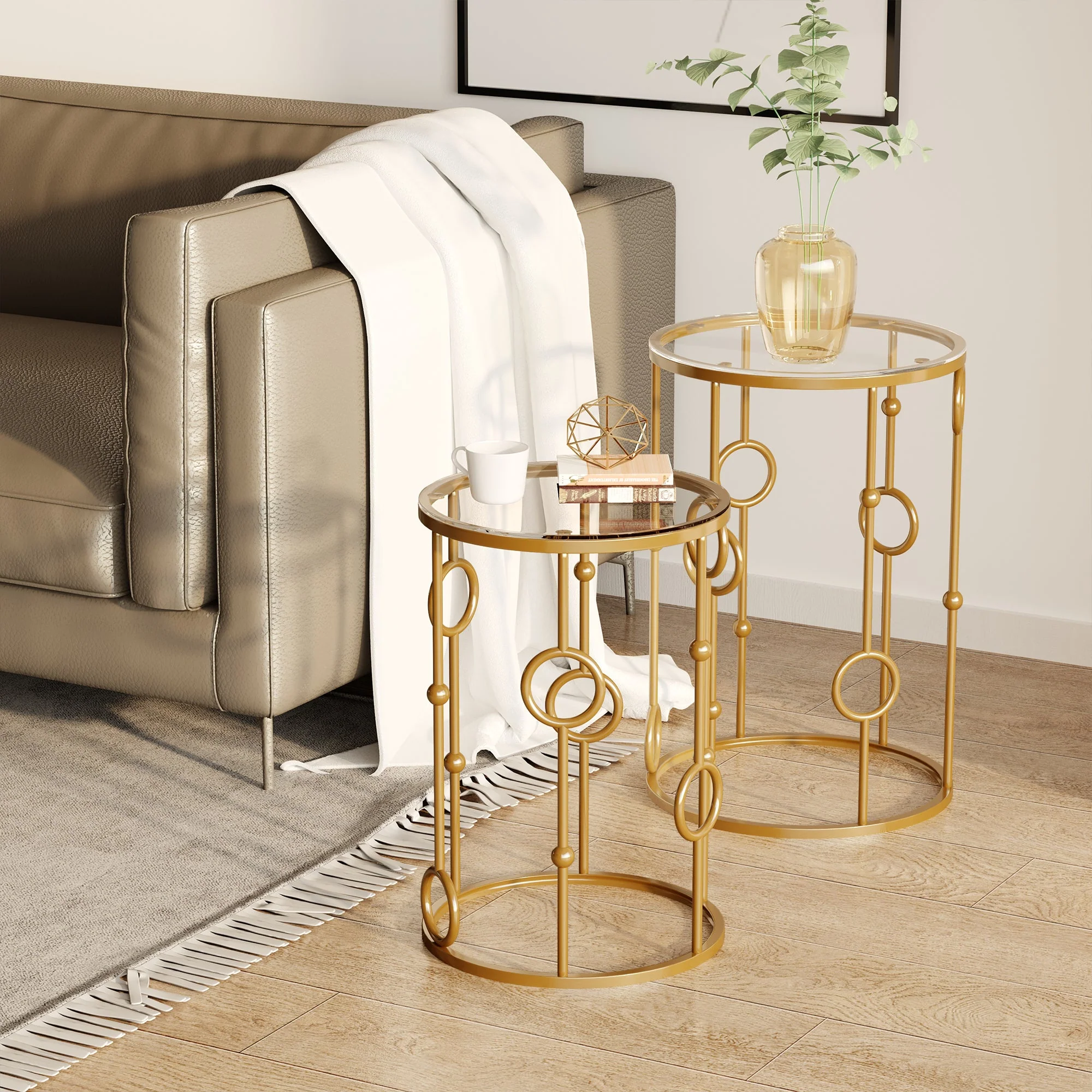 Round Coffee Tables Set of 2 - Image 2