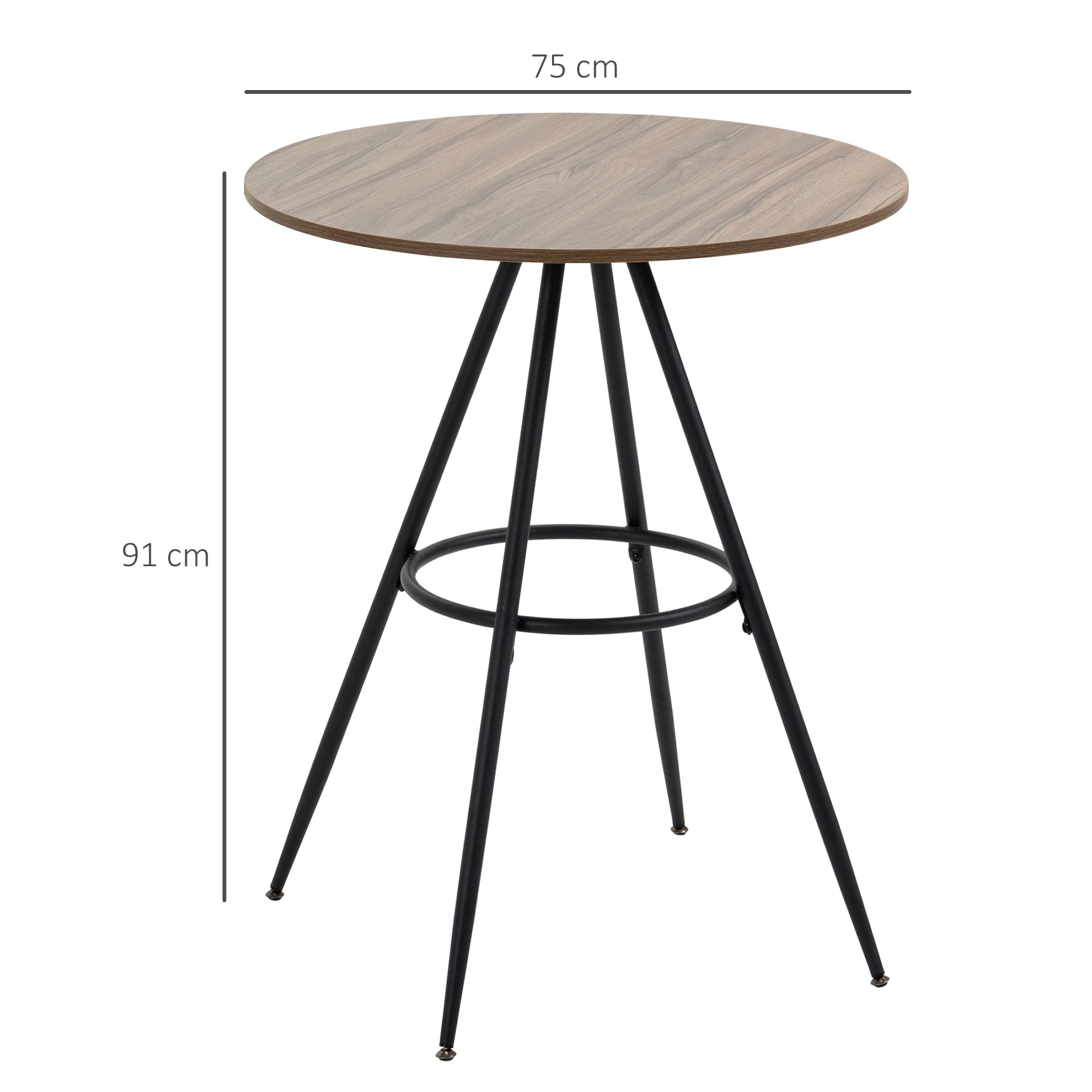 Round Counter Bistro Bar Table with Fixed Tabletop and Steel Legs - Image 3