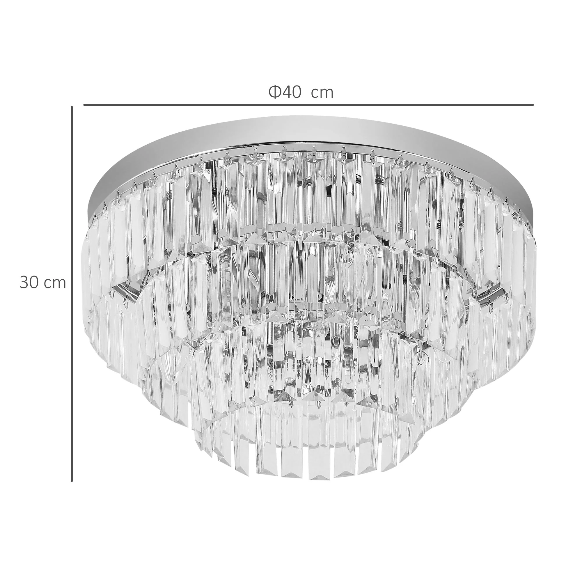 Round Crystal Ceiling Lamp 7 Lights Chandelier Mounted Fixture For Living Room Dining Room Hallway Modern - Image 3