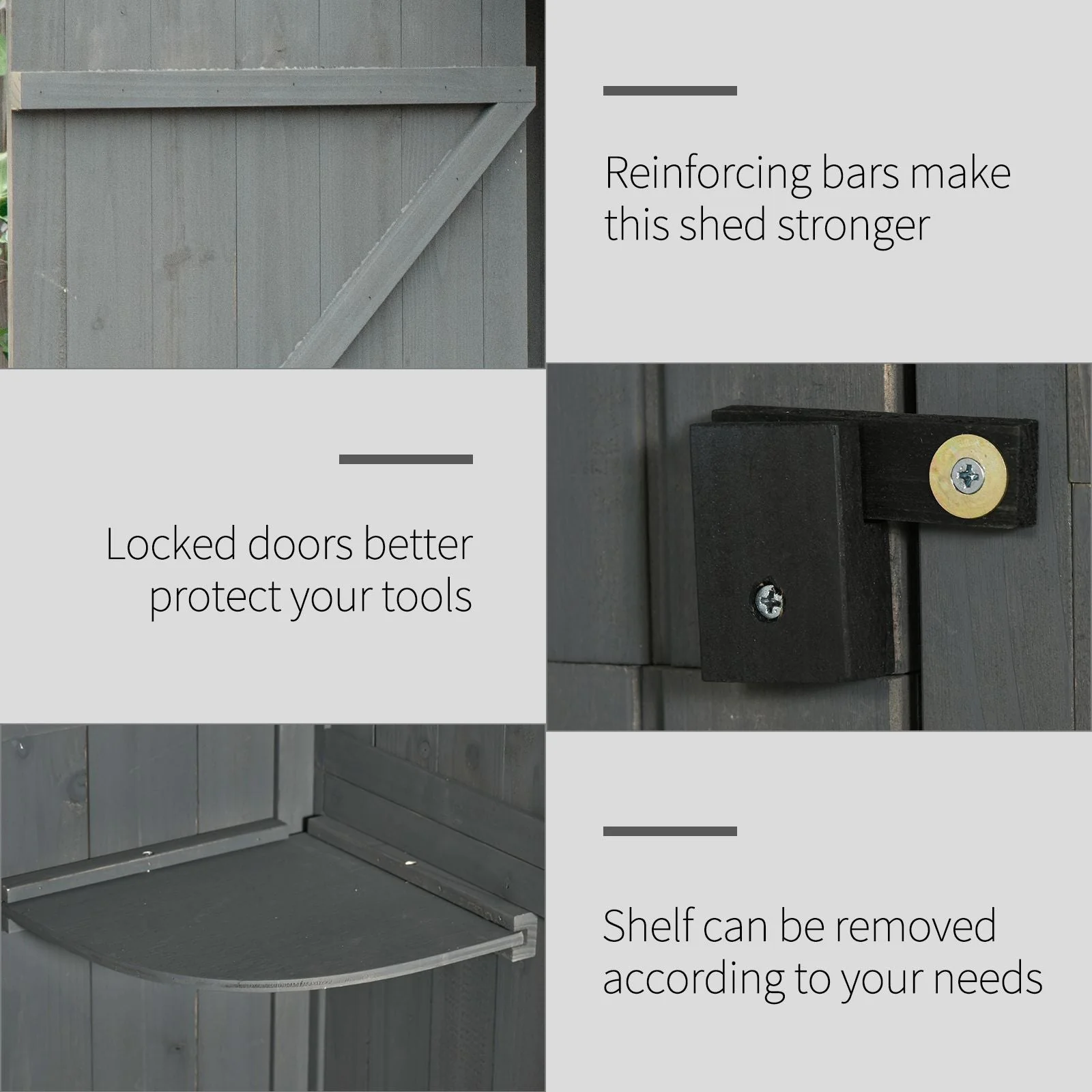 Rustica 179cm Single Door Reverse Apex Garden Store Fir Wood Grey by Steadfast - Image 6