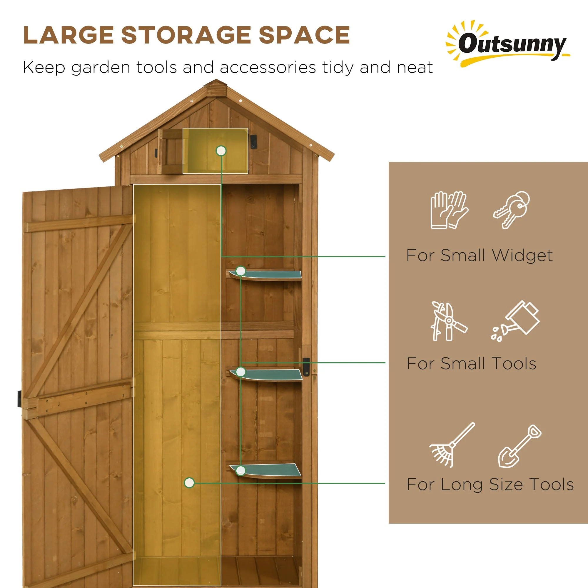 Rustica 179cm Single Door Reverse Apex Garden Store Fir Wood Teak by Steadfast - Image 3