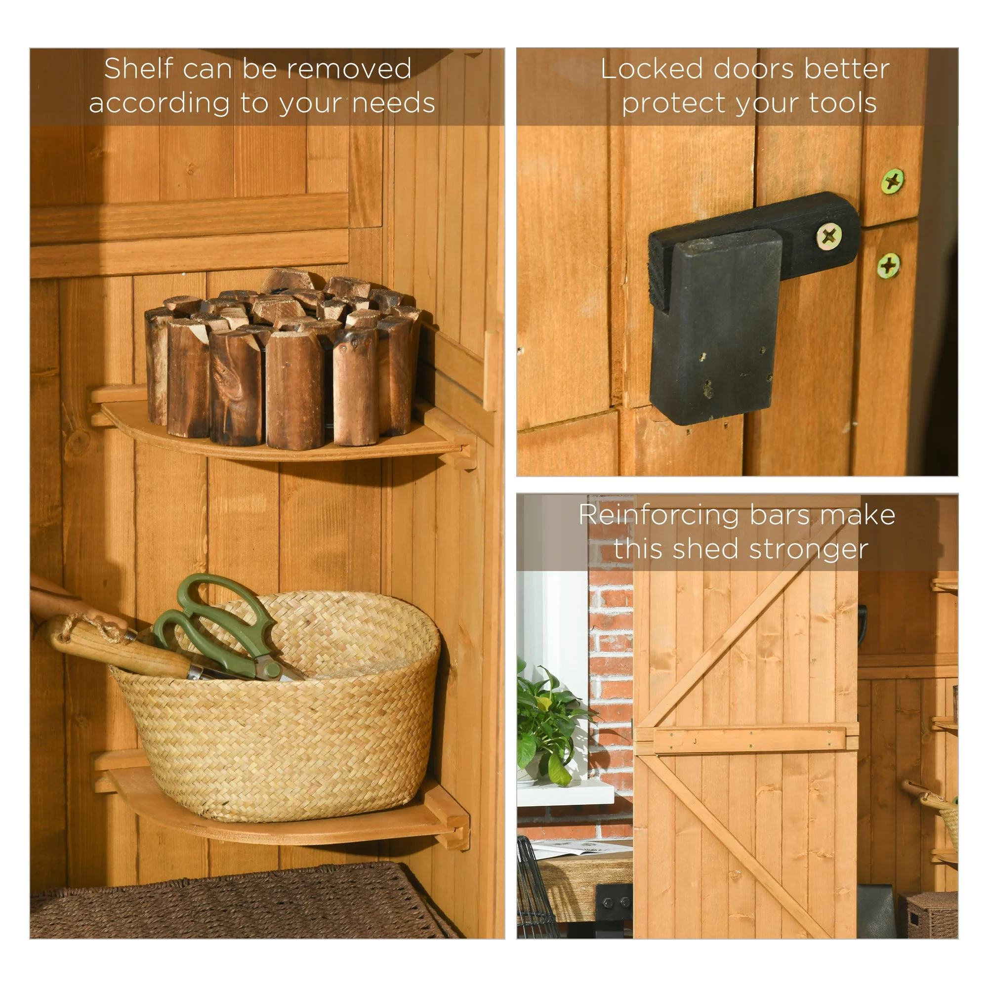 Rustica 179cm Single Door Reverse Apex Garden Store Fir Wood Teak by Steadfast - Image 5