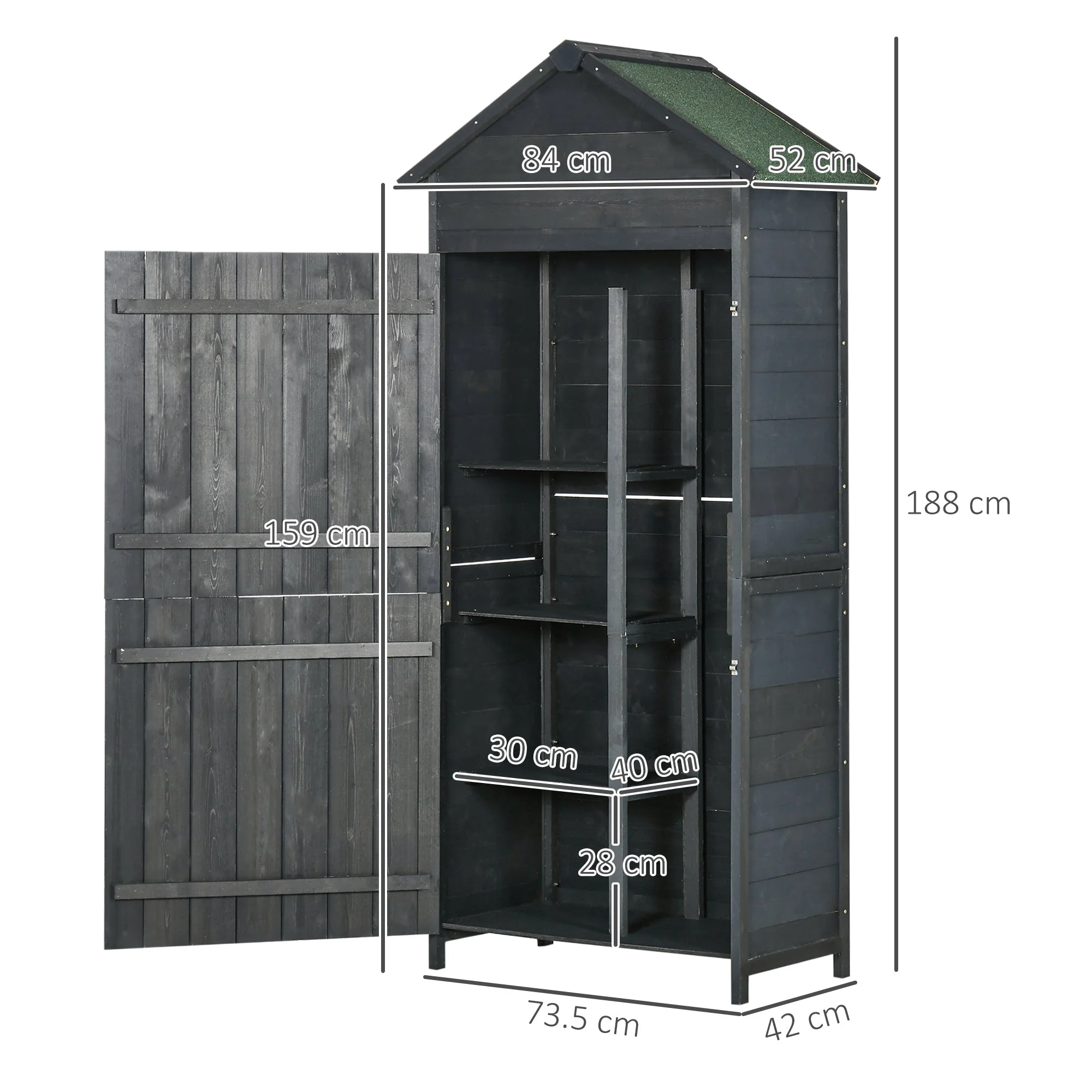 Rustica 188cm Barn Door Reverse Apex Garden Store Lockable Fir Wood Grey by Steadfast - Image 3