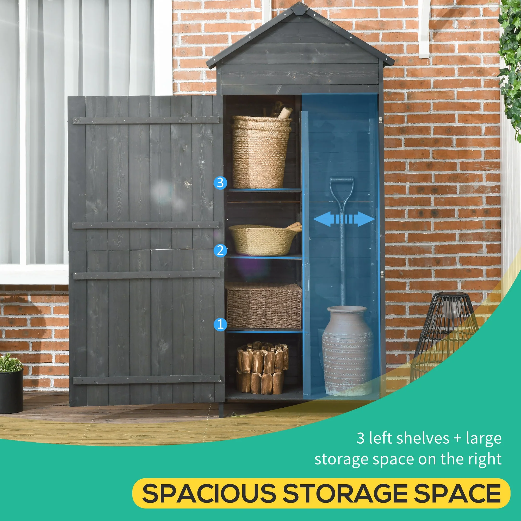 Rustica 188cm Barn Door Reverse Apex Garden Store Lockable Fir Wood Grey by Steadfast - Image 4