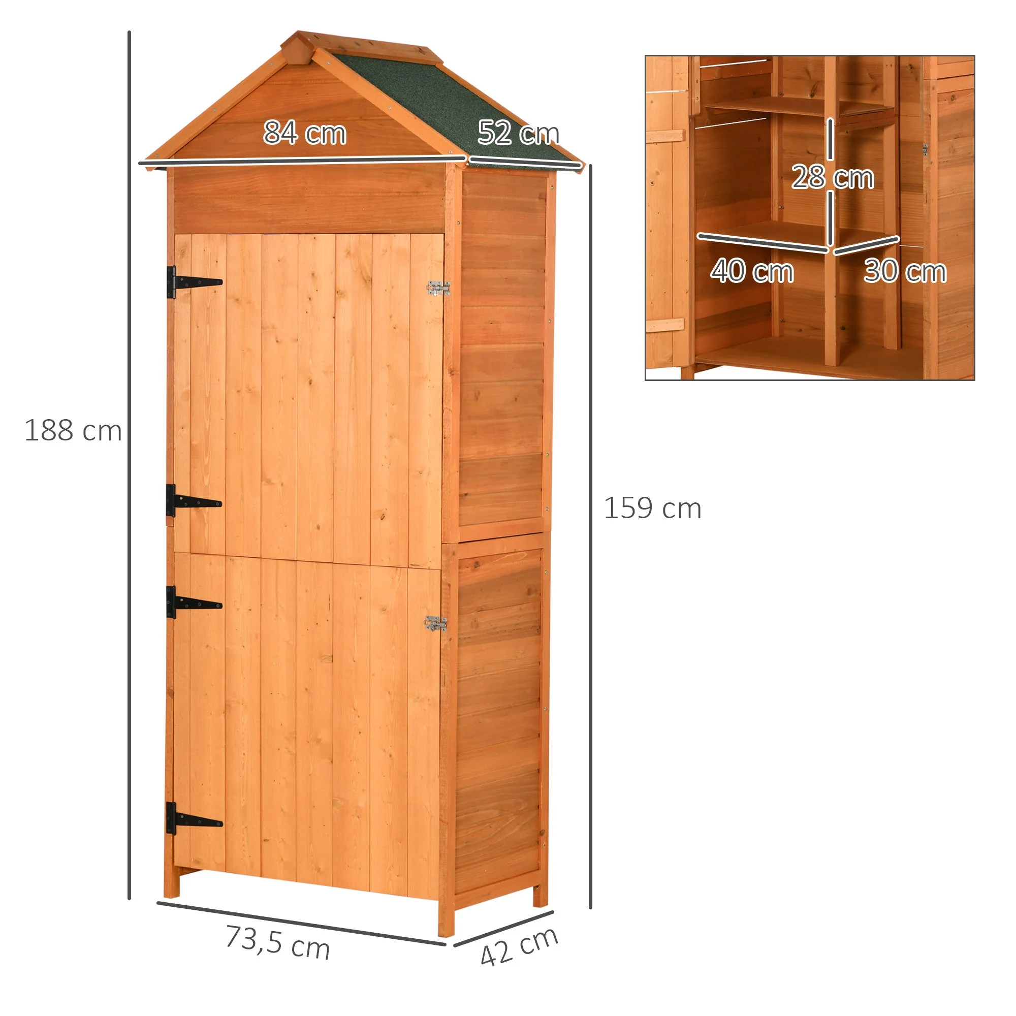 Rustica 188cm Barn Door Reverse Apex Garden Store Lockable Fir Wood Teak by Steadfast - Image 3
