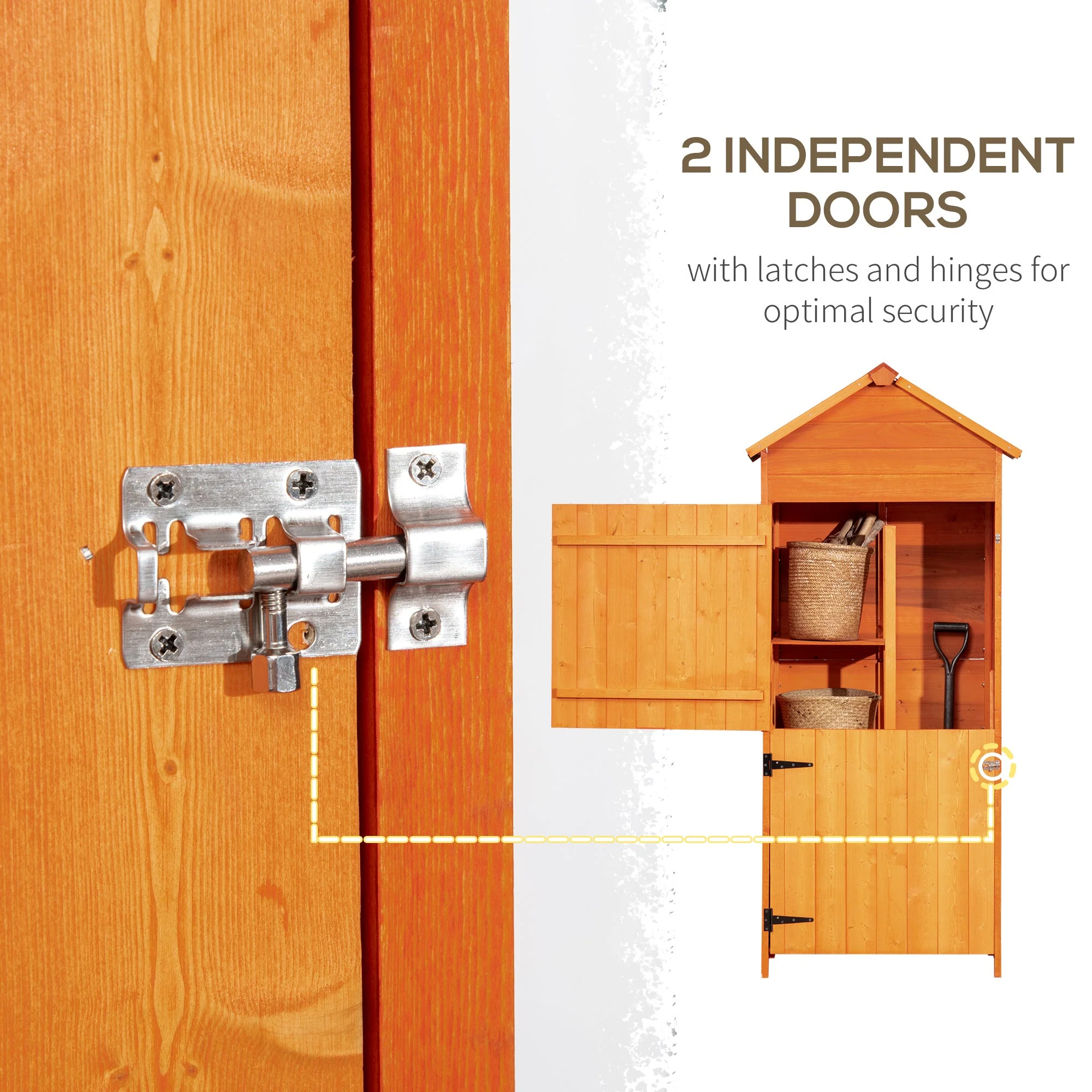 Rustica 188cm Barn Door Reverse Apex Garden Store Lockable Fir Wood Teak by Steadfast - Image 6