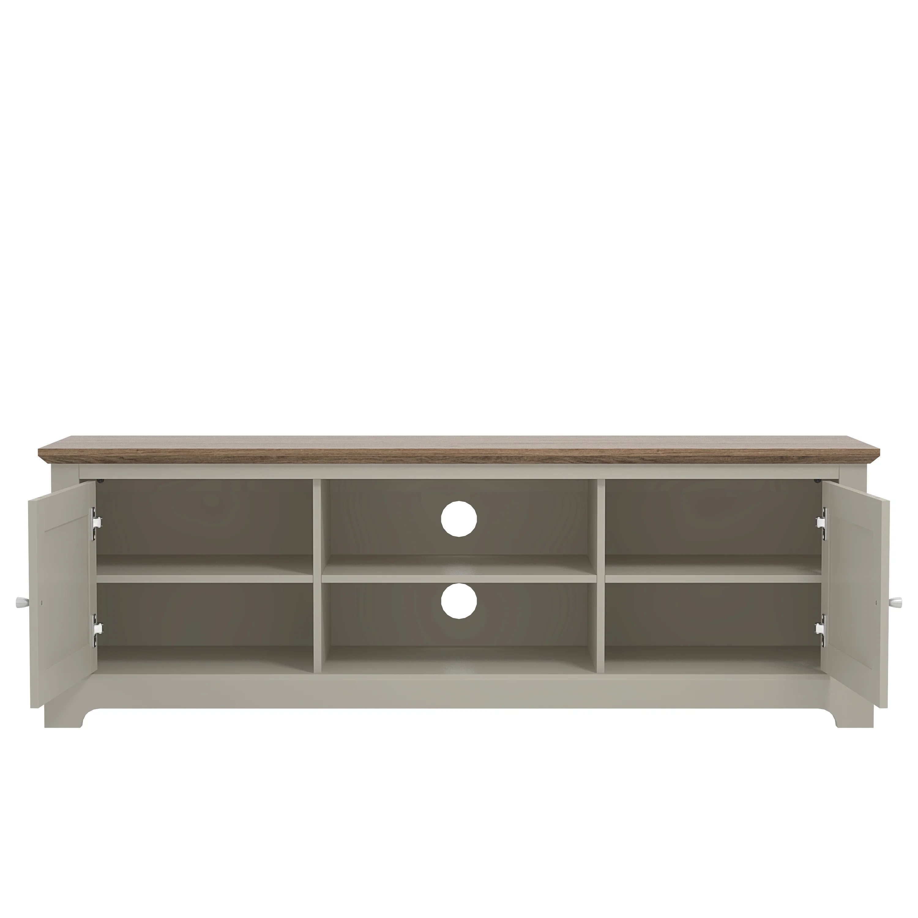 Salcombe TV Unit Light Grey 6 Shelves 2 Doors - Image 2