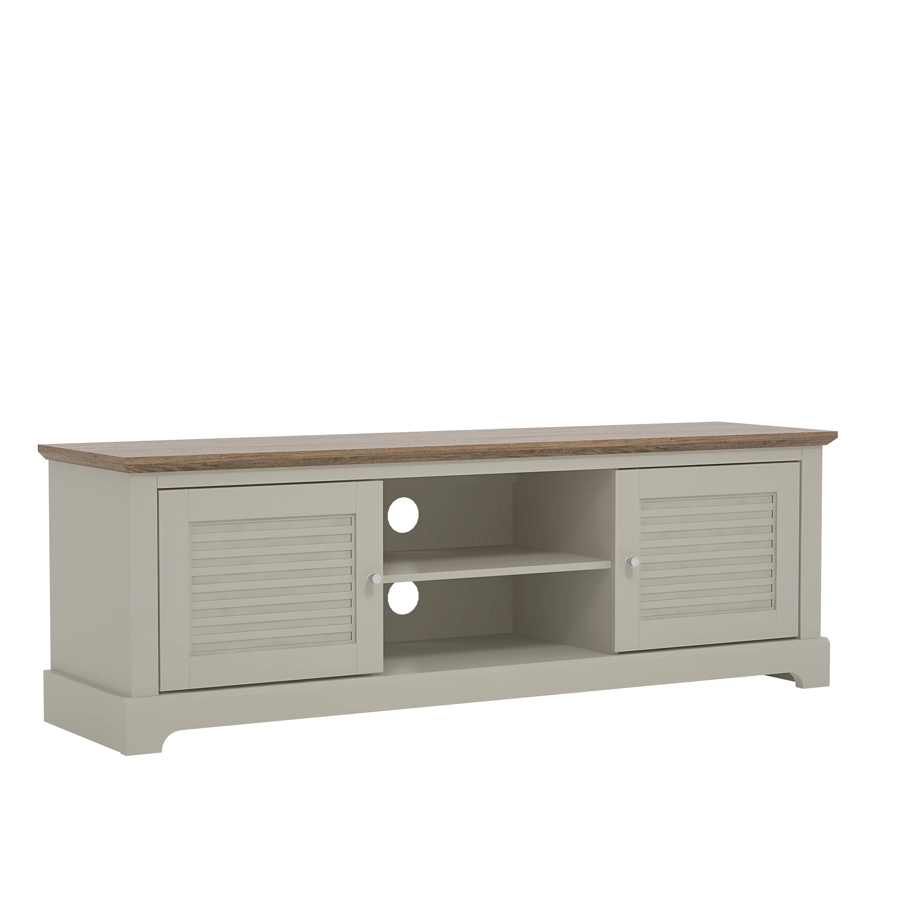 Salcombe TV Unit Light Grey 6 Shelves 2 Doors - Image 3