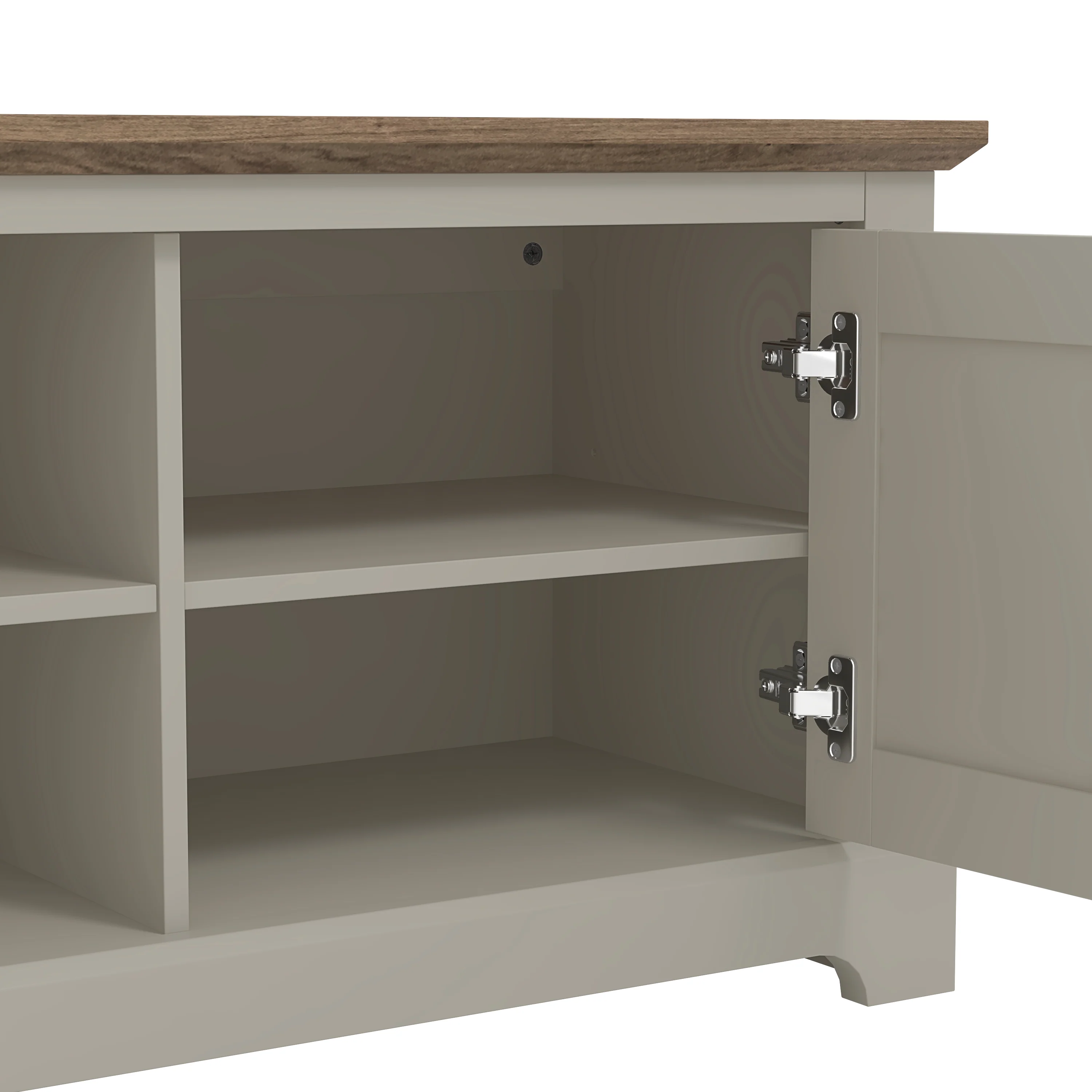 Salcombe TV Unit Light Grey 6 Shelves 2 Doors - Image 4
