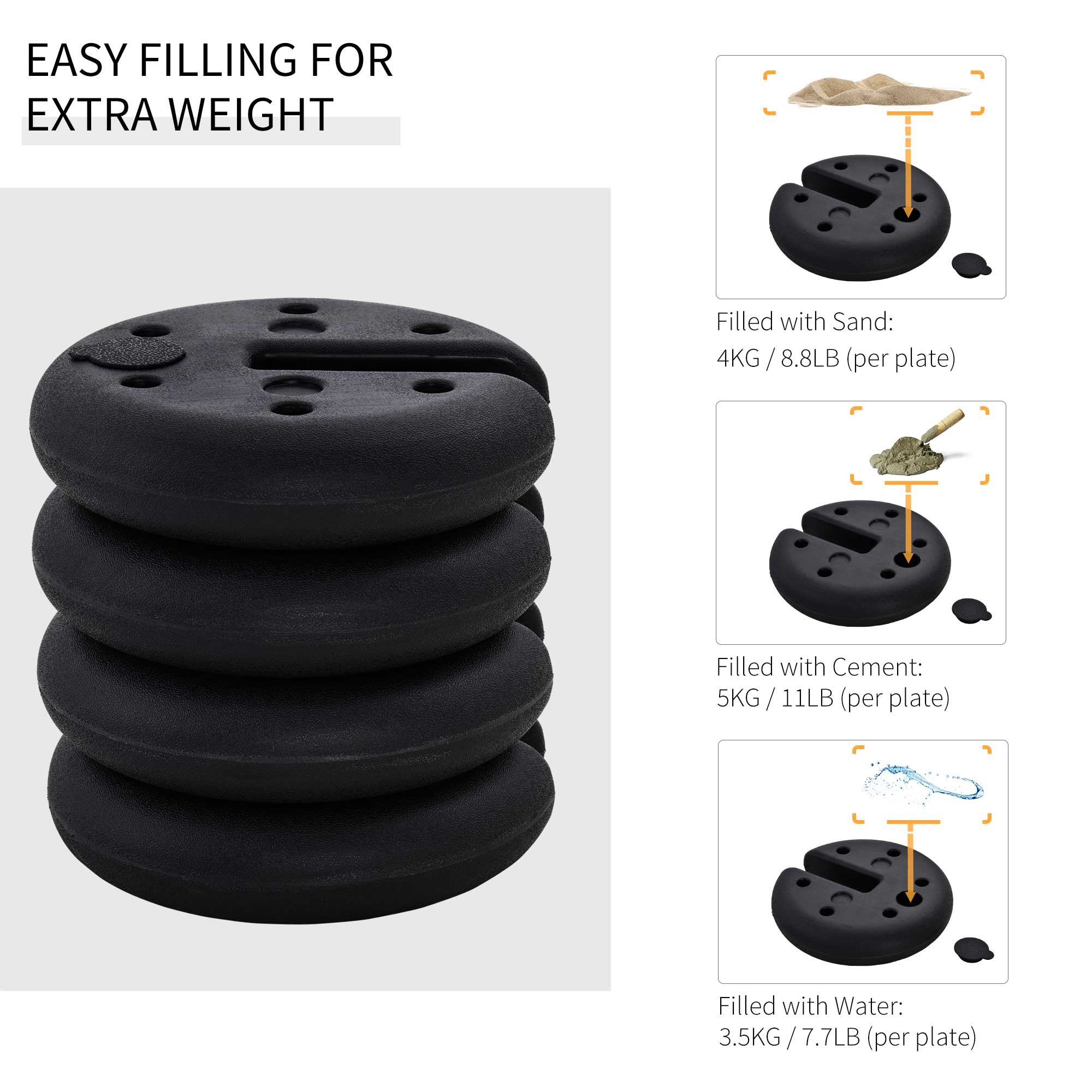 Sand Fillable Set of 4-Piece Gazebo Tent Sand Leg Weights Marquee Party Tent Canopy Accessory - Image 5