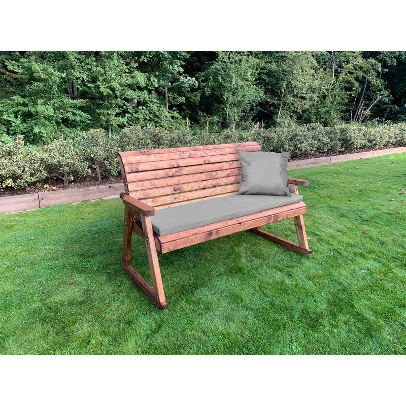 Scandinavian Redwood Garden Bench by Charles Taylor - 3 Seats Grey Cushions - Image 2