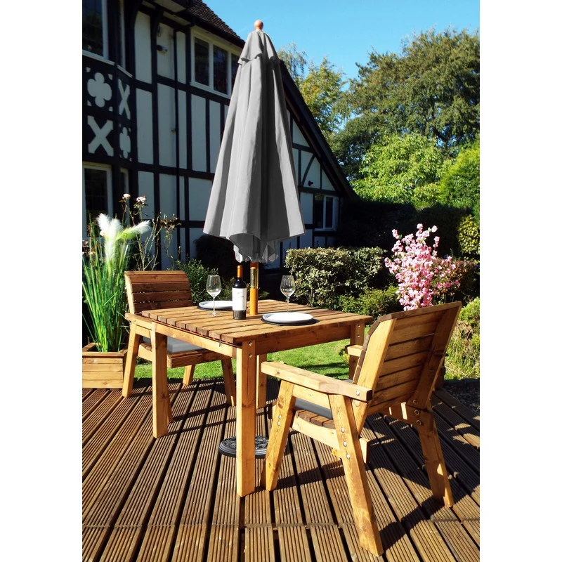 Scandinavian Redwood Garden Furniture Set by Charles Taylor - 2 Seats Grey Cushions - Image 2
