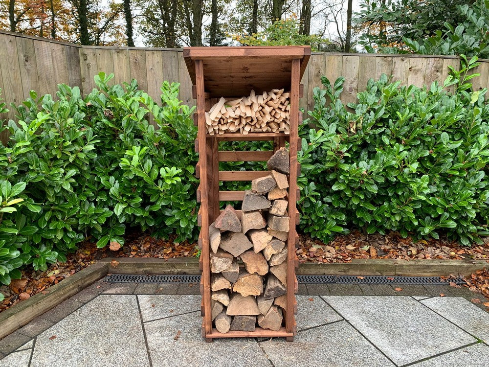 Scandinavian Redwood Garden Log Store by Charles Taylor