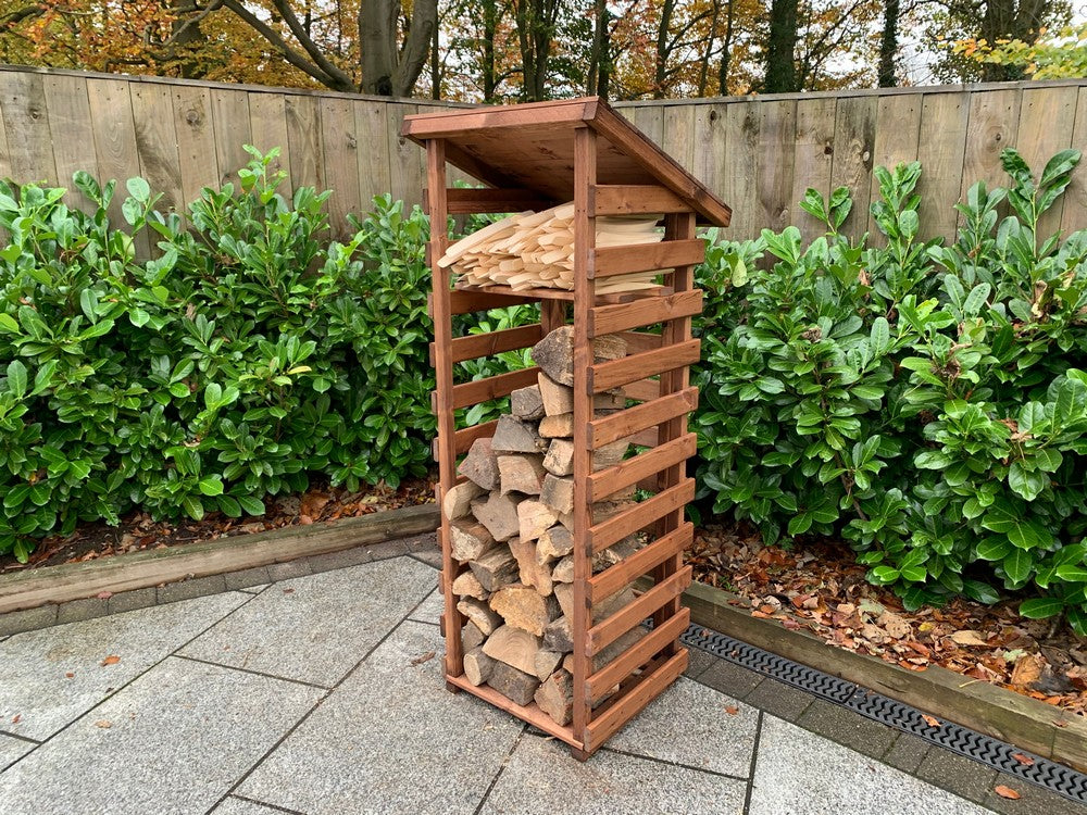 Scandinavian Redwood Garden Log Store by Charles Taylor - Image 2
