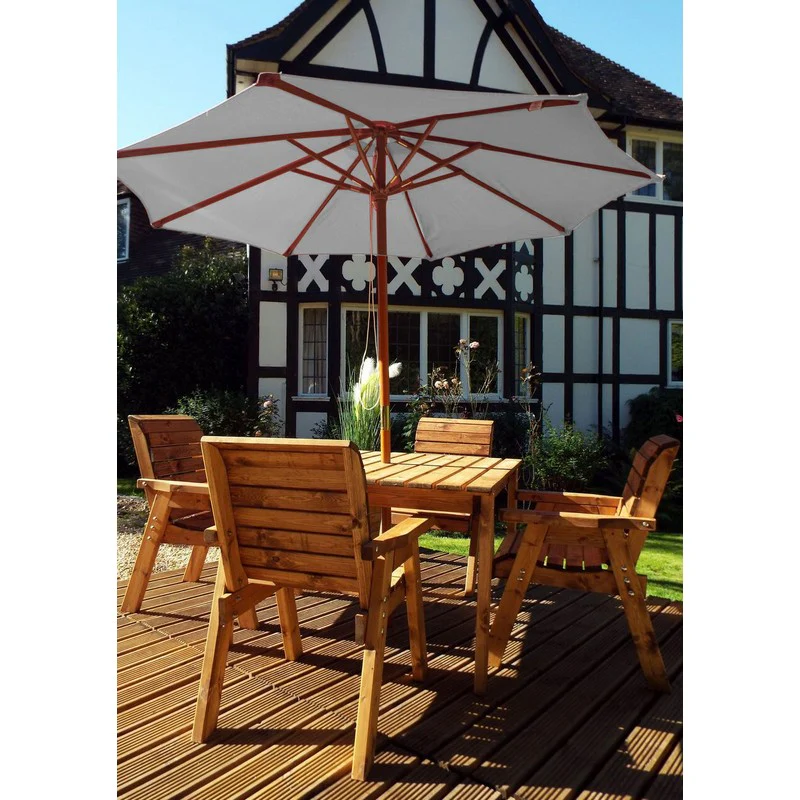 Scandinavian Redwood Garden Patio Dining Set by Charles Taylor - 4 Seats Grey Cushions - Image 2