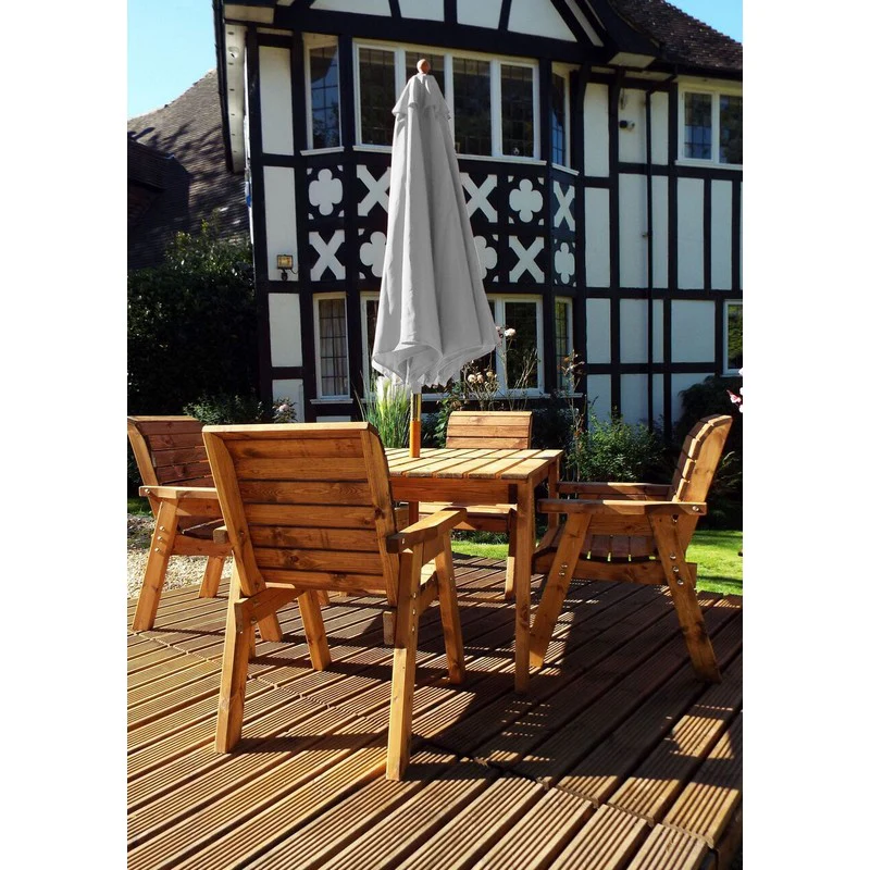 Scandinavian Redwood Garden Patio Dining Set by Charles Taylor - 4 Seats Grey Cushions - Image 3