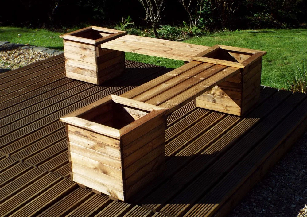 Scandinavian Redwood Garden Planter Bench by Charles Taylor - 2 Seats - Image 2