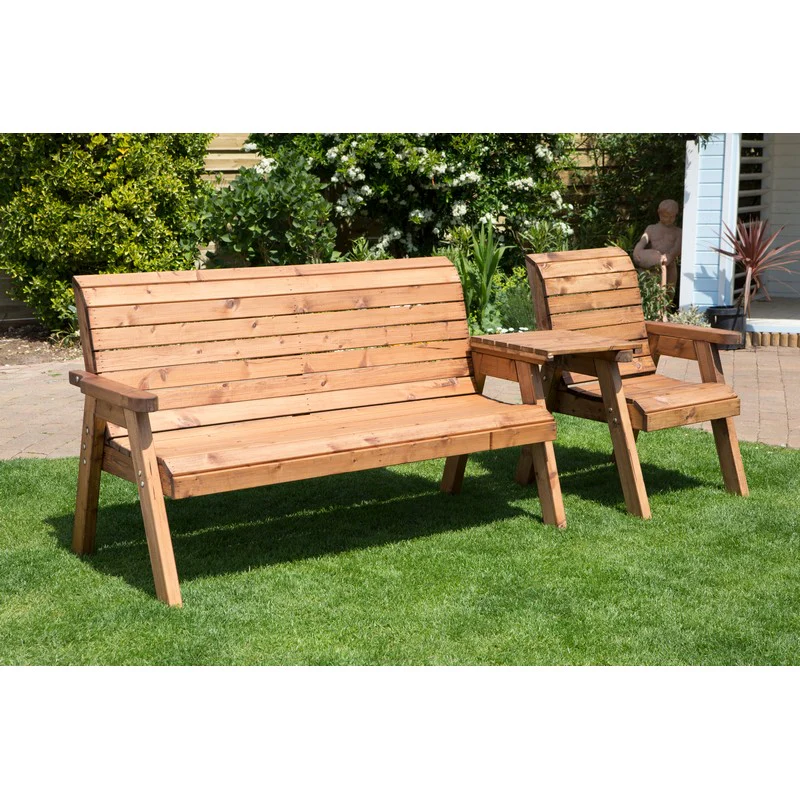 Scandinavian Redwood Garden Tete a Tete by Charles Taylor - 4 Seats Grey Cushions - Image 2
