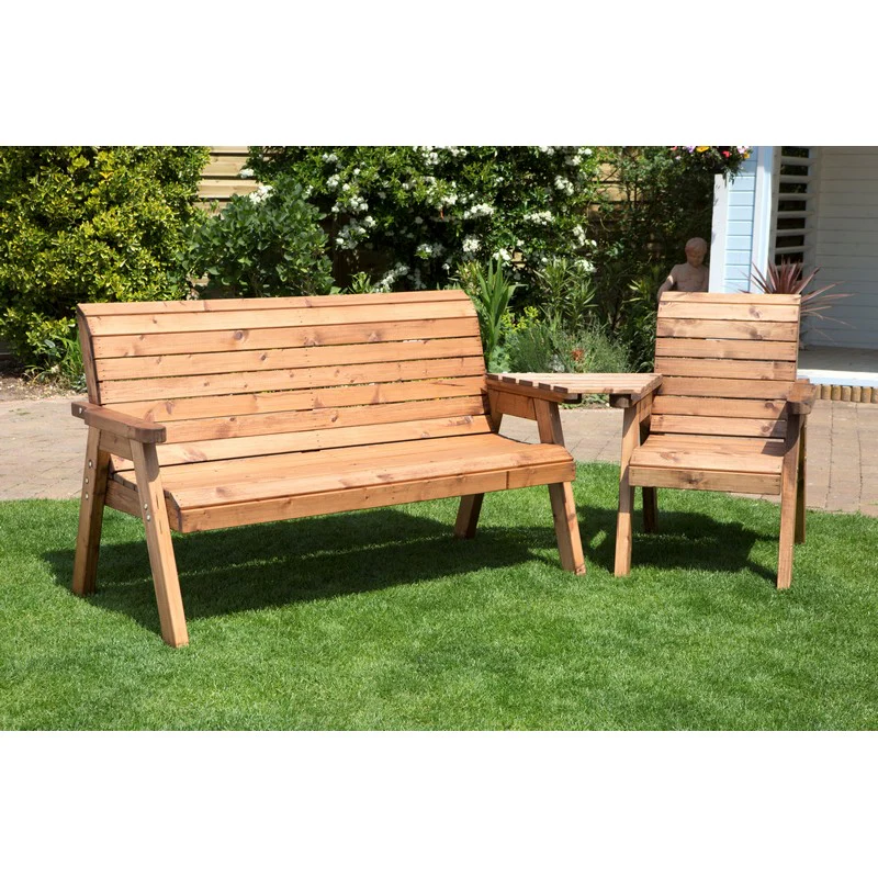 Scandinavian Redwood Garden Tete a Tete by Charles Taylor - 4 Seats Grey Cushions - Image 2