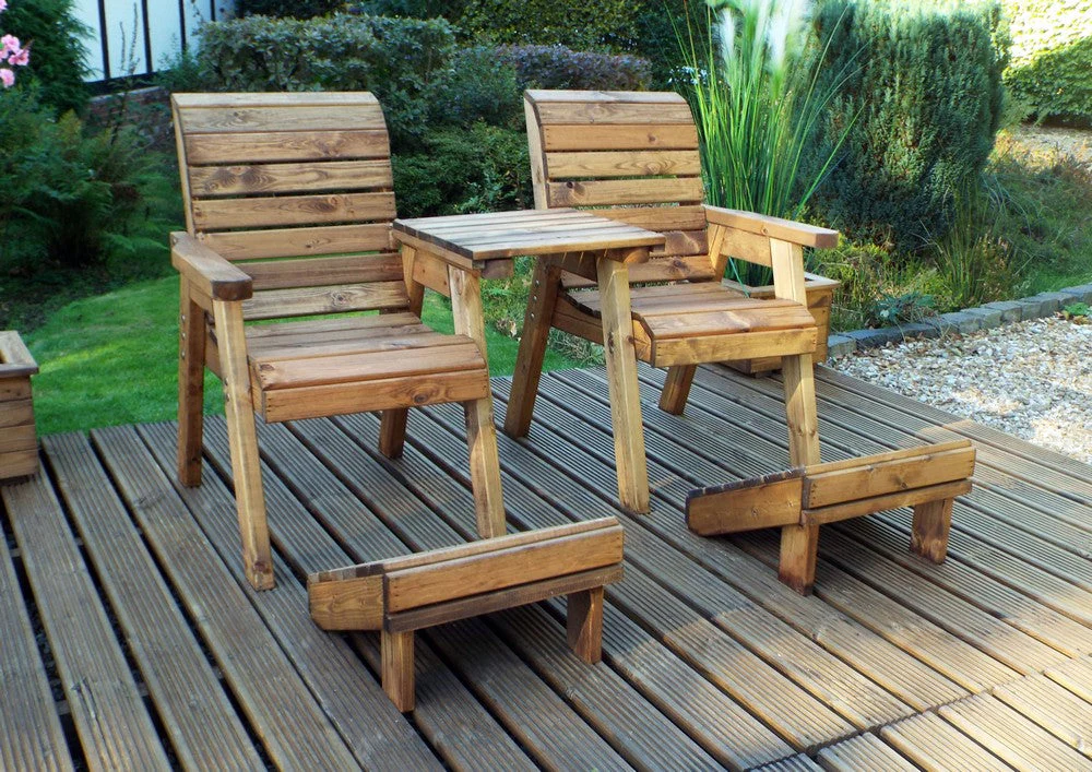 Scandinavian Redwood Garden Tete a Tete & Footstool by Charles Taylor - 2 Seat - Image 2