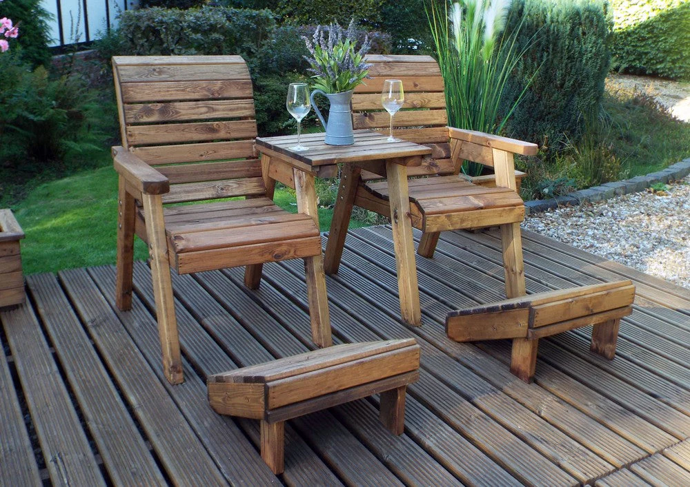 Scandinavian Redwood Garden Tete a Tete & Footstool by Charles Taylor - 2 Seat - Image 3