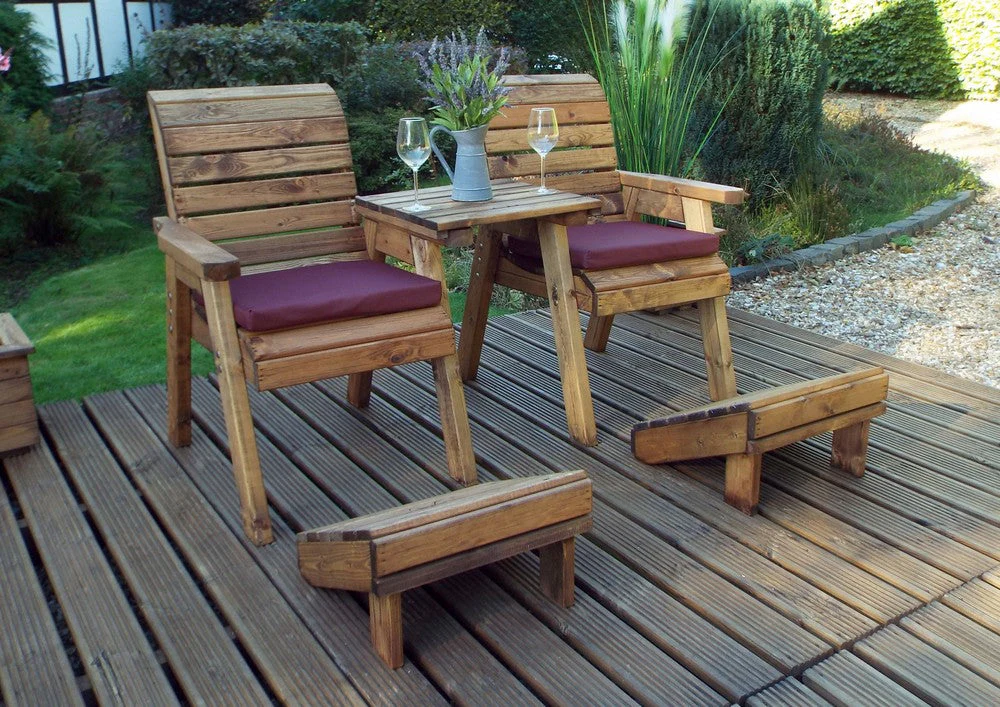 Scandinavian Redwood Garden Tete a Tete & Footstool by Charles Taylor - 2 Seat - Image 4
