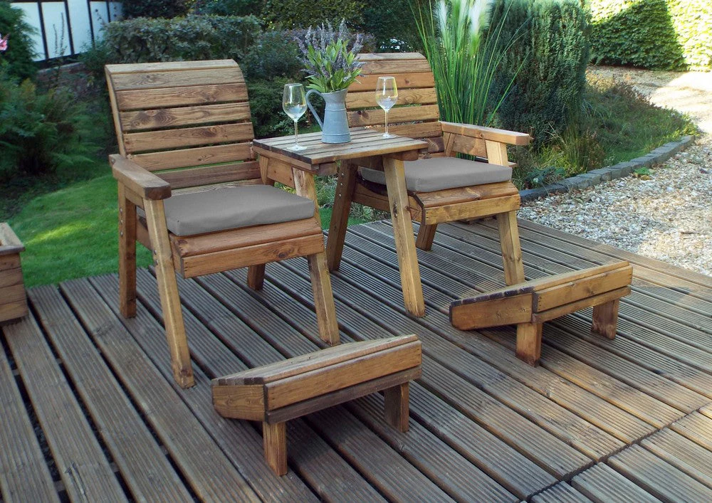 Scandinavian Redwood Garden Tete a Tete & Footstool by Charles Taylor - 2 Seat - Image 5