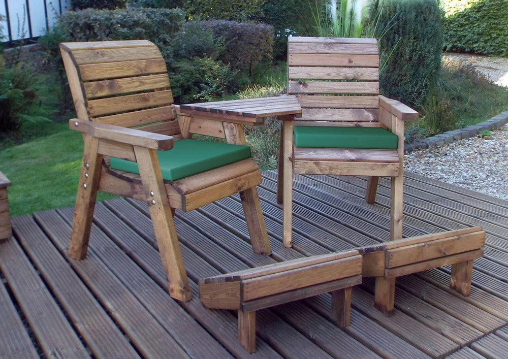Scandinavian Redwood Garden Tete a Tete & Footstool by Charles Taylor - 2 Seats - Image 5