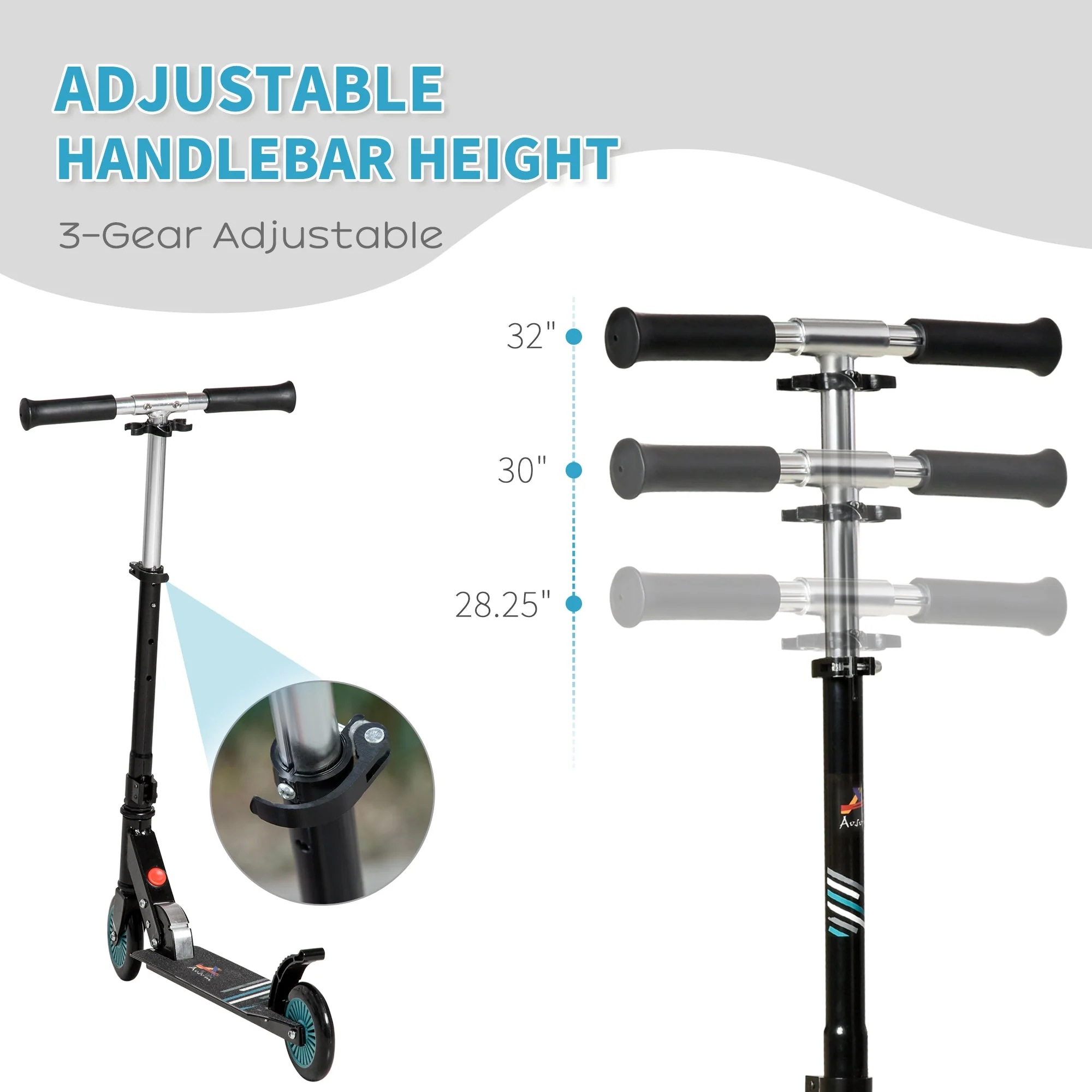 Scooter for Kids Height Adjustable One-Click Foldable Kick Scooter with Brake - Image 5