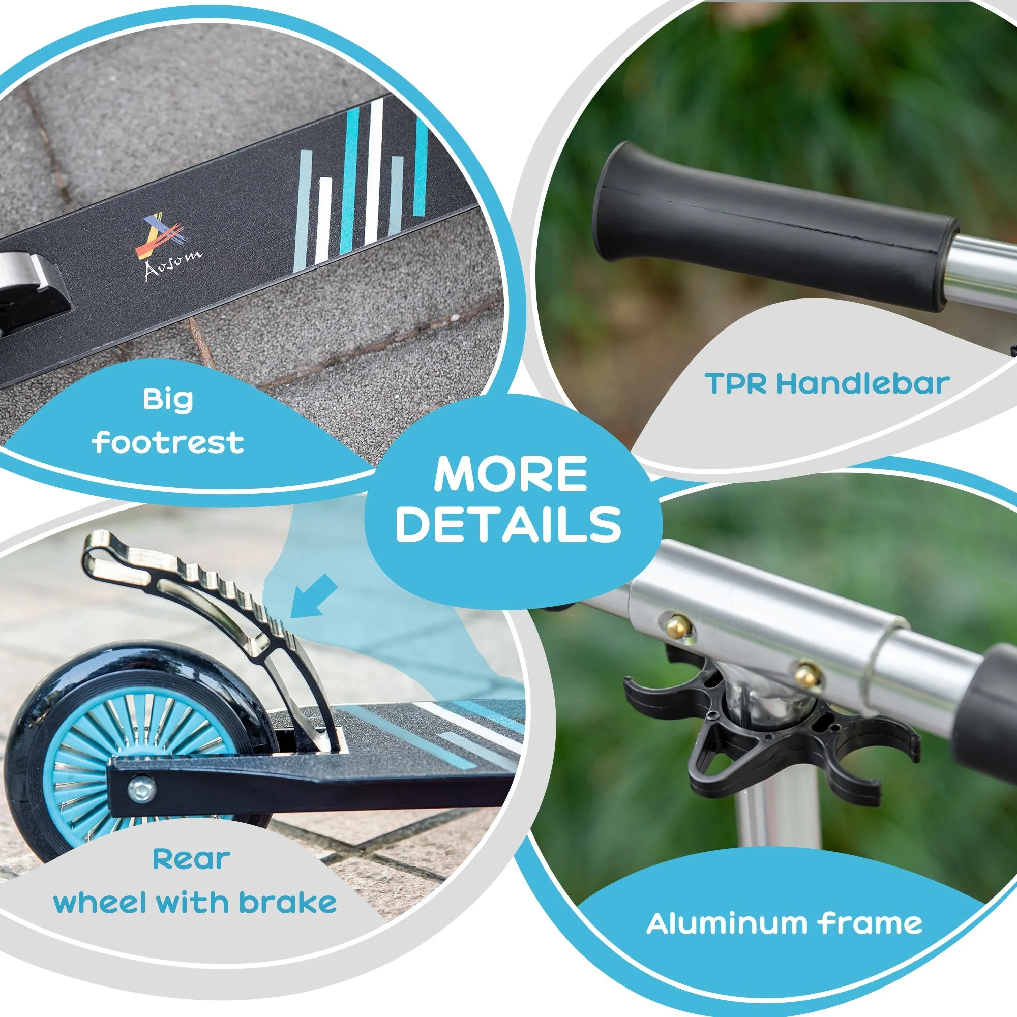 Scooter for Kids Height Adjustable One-Click Foldable Kick Scooter with Brake - Image 6