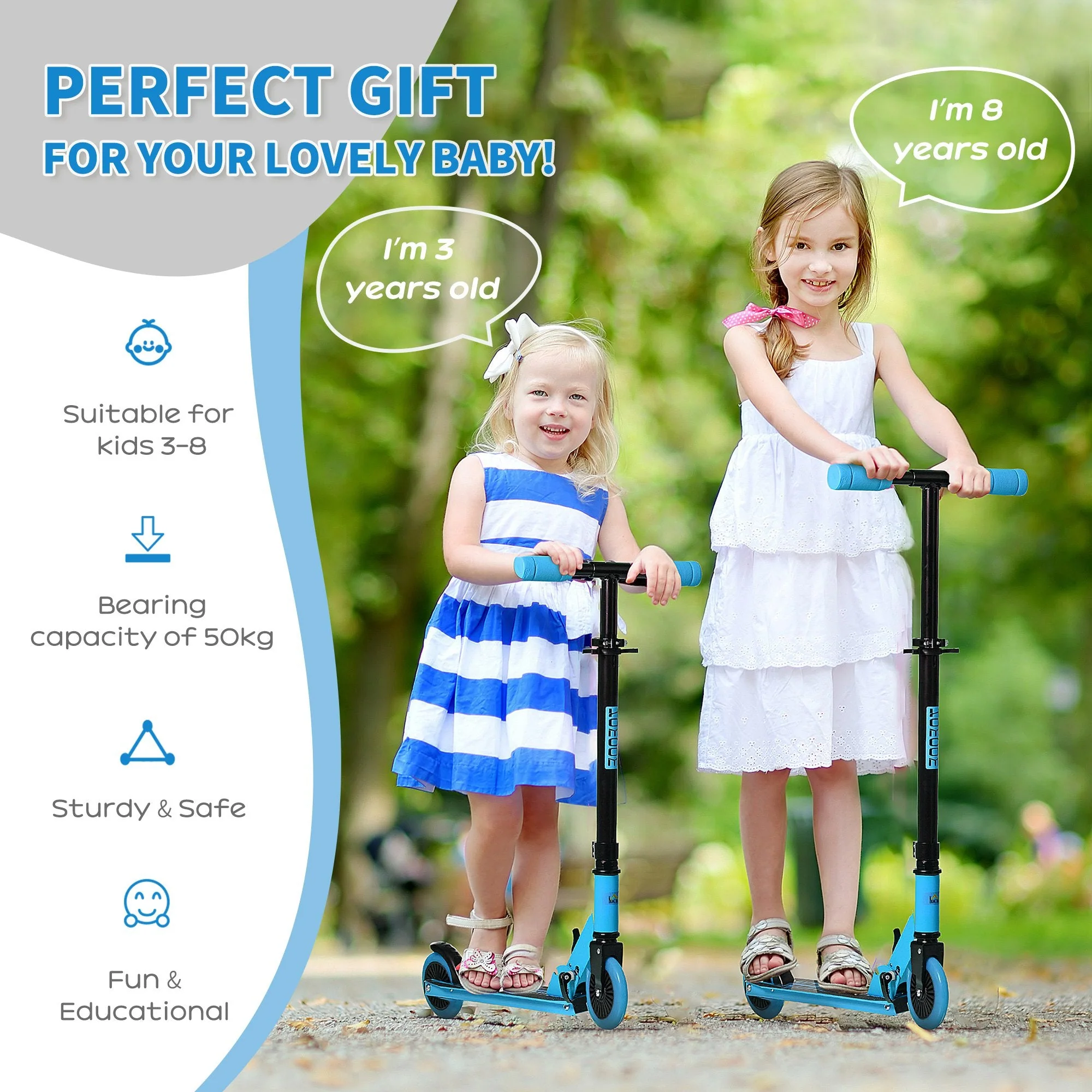 Scooter for Kids Toddler Foldable Kick Scooter with Adjustable Height Brake - Image 5