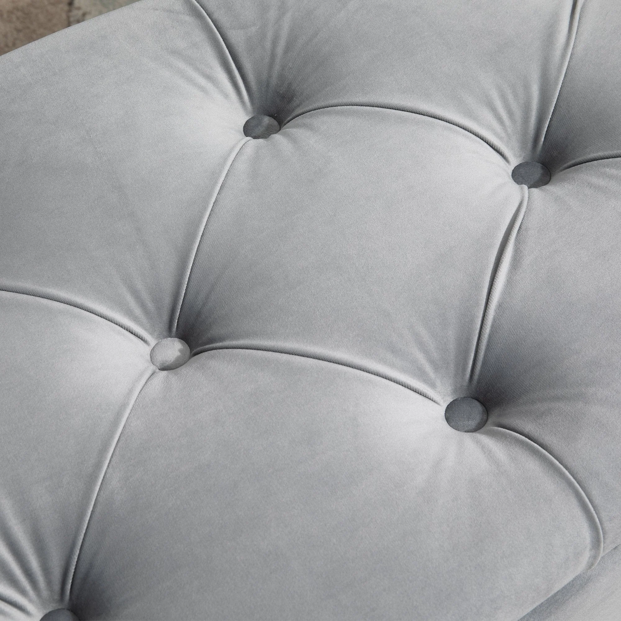 Semi-Circle Bed End Bench Ottoman with Storage Tufted Upholstered Accent Seat Footrest Stool with Rubberwood Legs for Bedroom & Entryway - Image 8