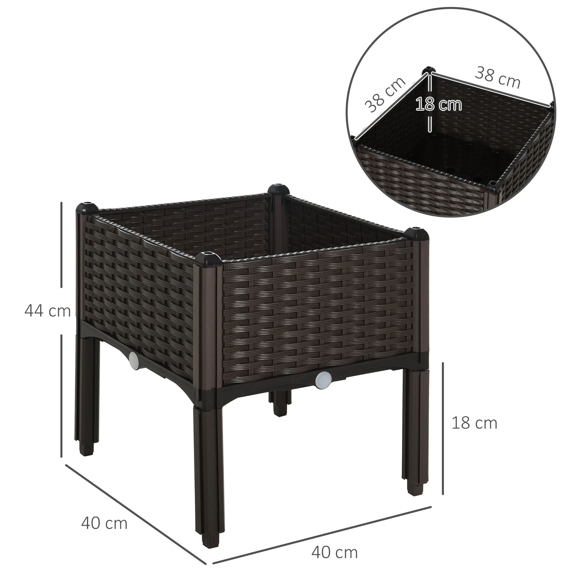 Set of 1 26L Garden Raised Bed Elevated Patio Flower Plant Planter Box PP Vegetables Planting Container - Image 2