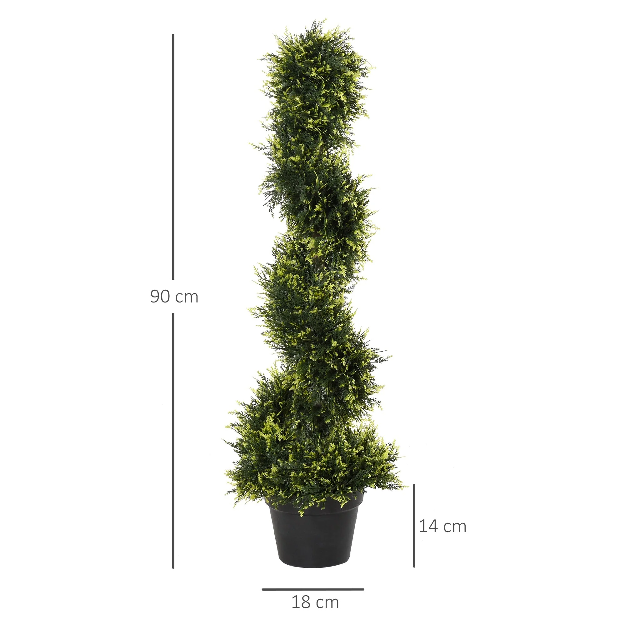 Set Of 2 90cm/3FT Artificial Spiral Topiary Trees w/ Pot Fake Indoor Outdoor Greenery Plant Home Office Garden Décor Green - Image 3