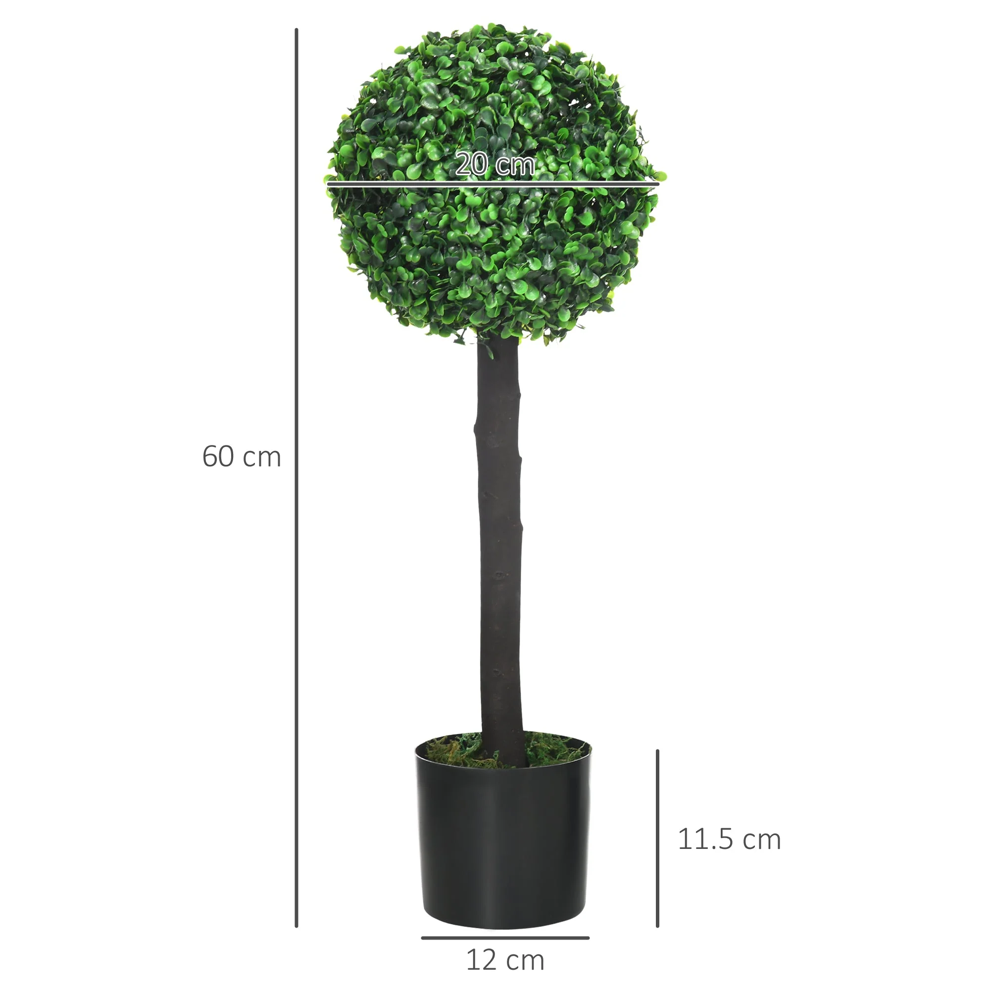 Set of 2 Artificial Plants Boxwood Ball Trees in Pot Fake Plants for Home Indoor Outdoor Decor - Image 3