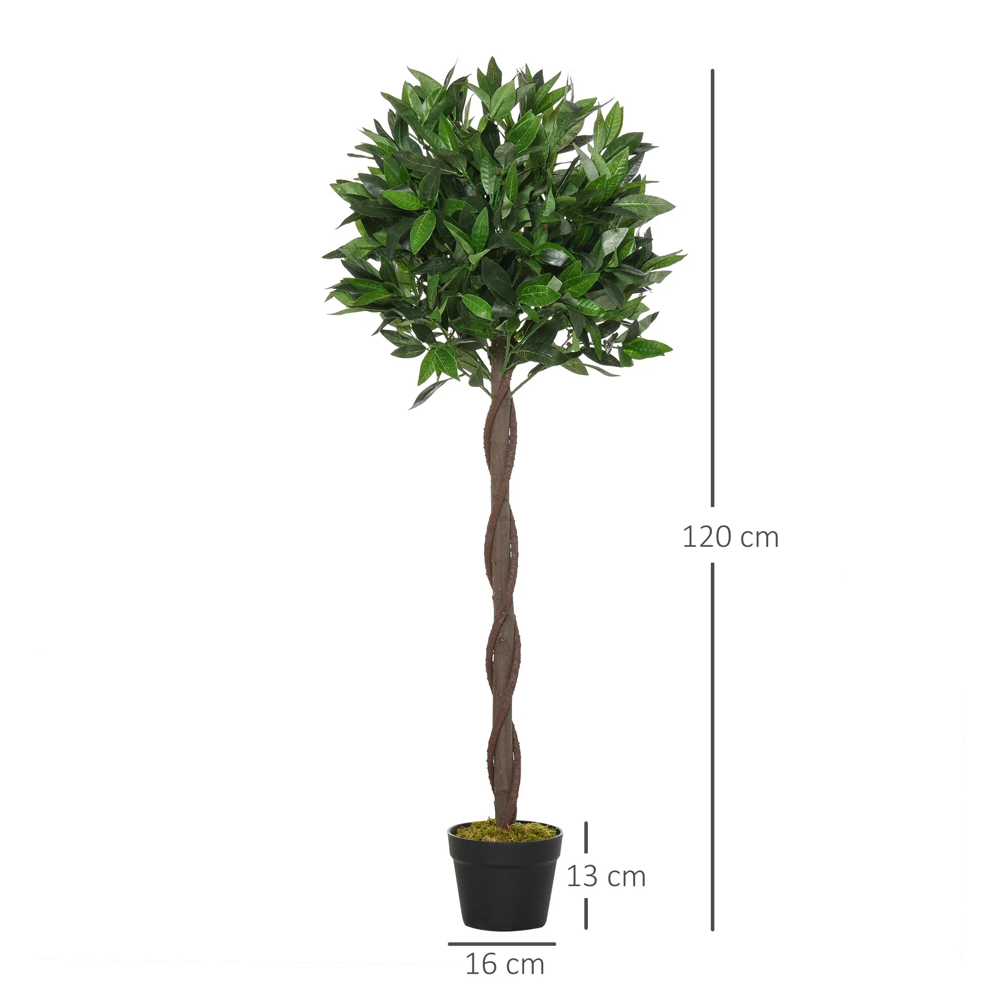 Set of 2 Artificial Topiary Bay Laurel Ball Trees in Pot Indoor Outdoor - Image 2