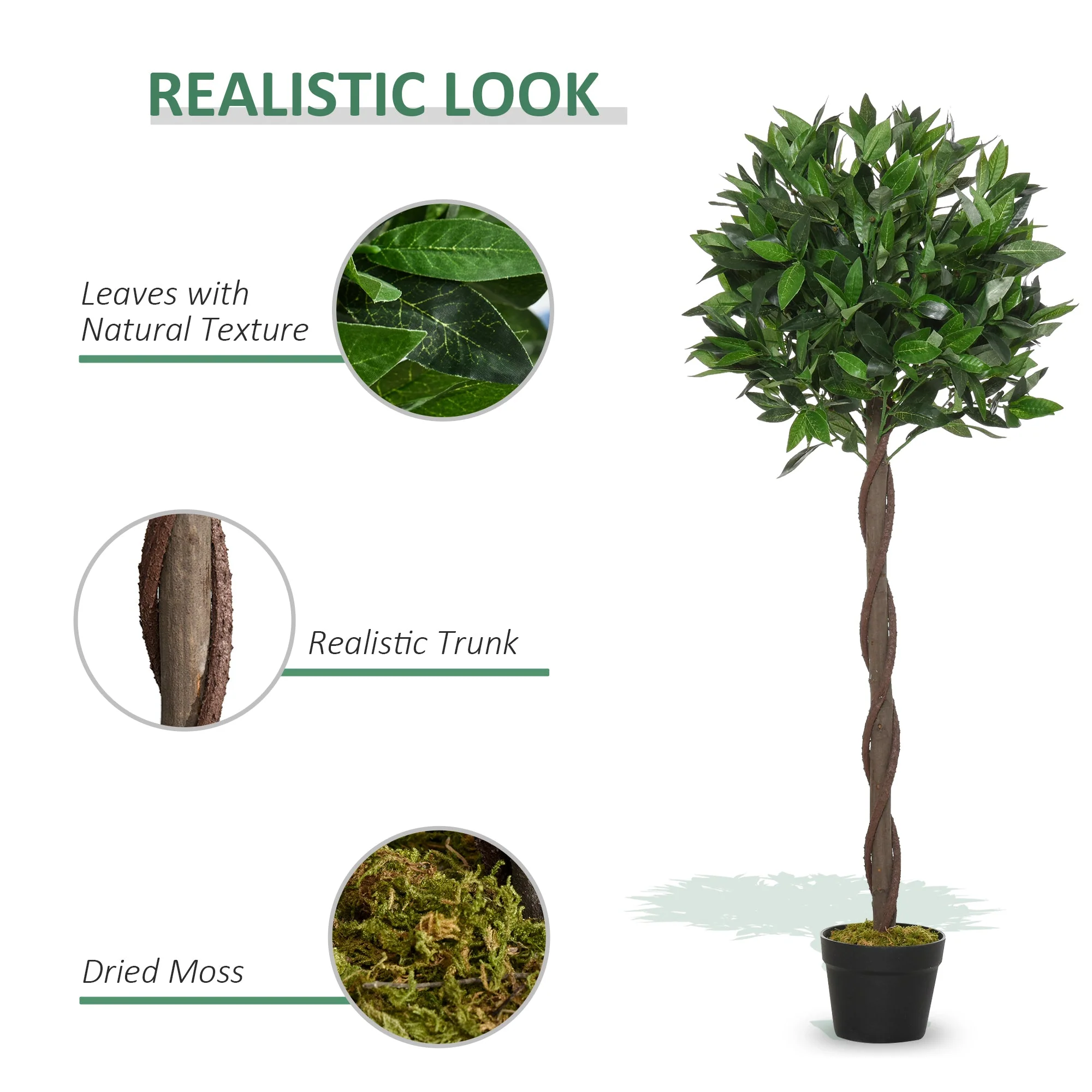 Set of 2 Artificial Topiary Bay Laurel Ball Trees in Pot Indoor Outdoor - Image 3