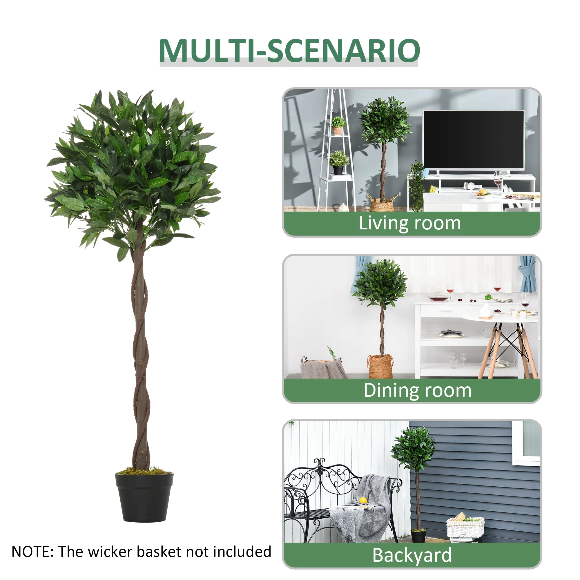 Set of 2 Artificial Topiary Bay Laurel Ball Trees in Pot Indoor Outdoor - Image 4