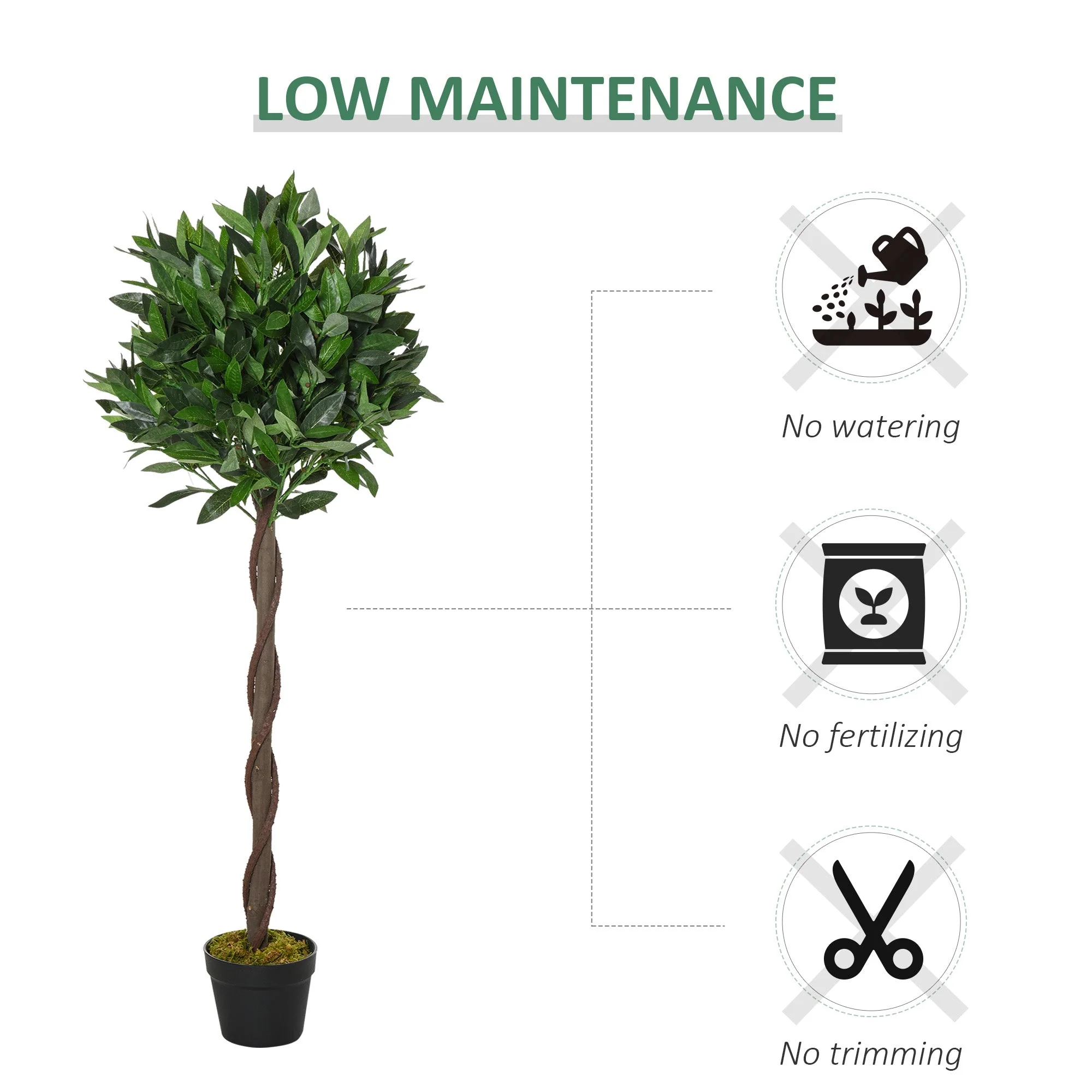 Set of 2 Artificial Topiary Bay Laurel Ball Trees in Pot Indoor Outdoor - Image 5