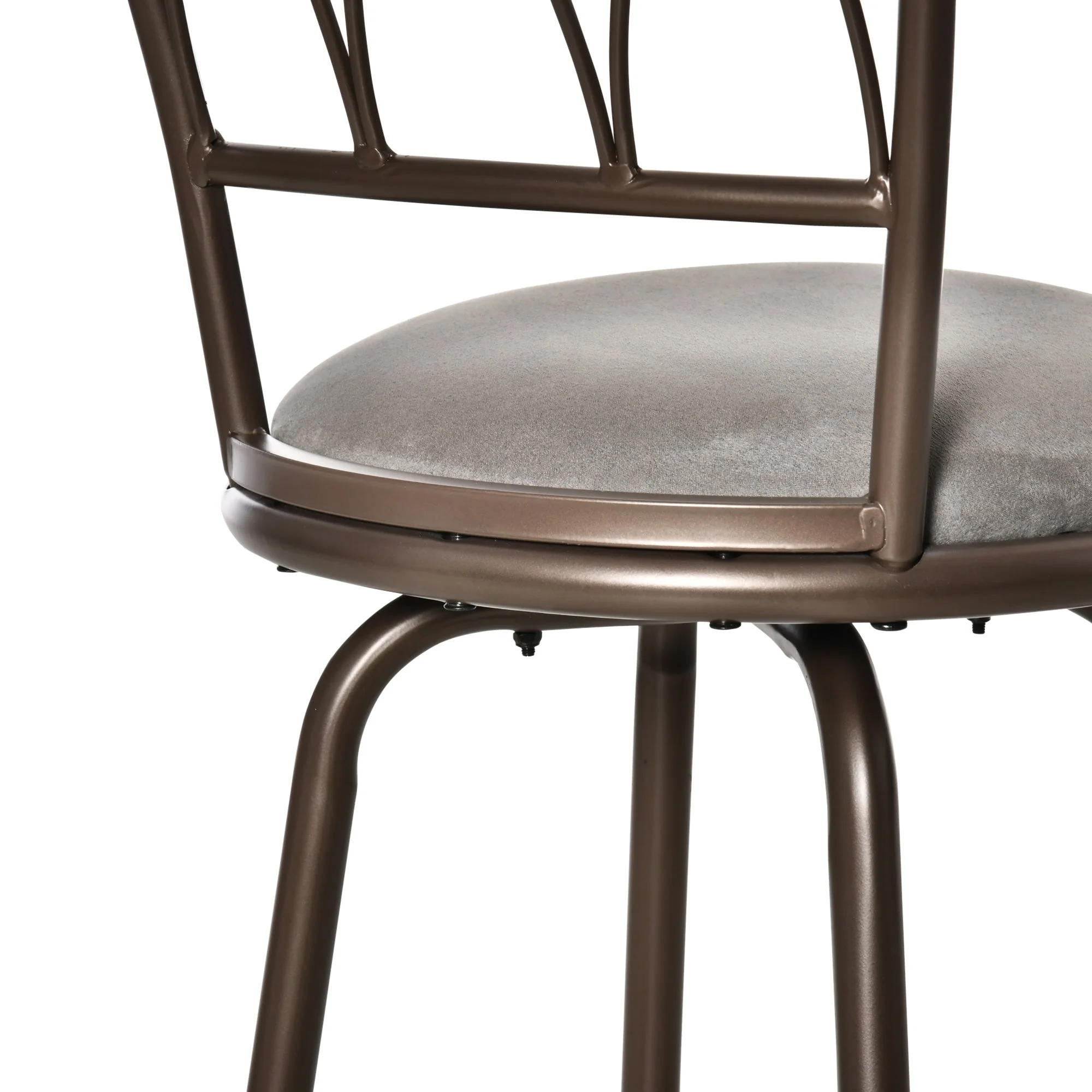 Set of 2 Bar Chairs Swivel Armless Upholstered Metal Frame Barstools with Backrest & Footrest - Image 7