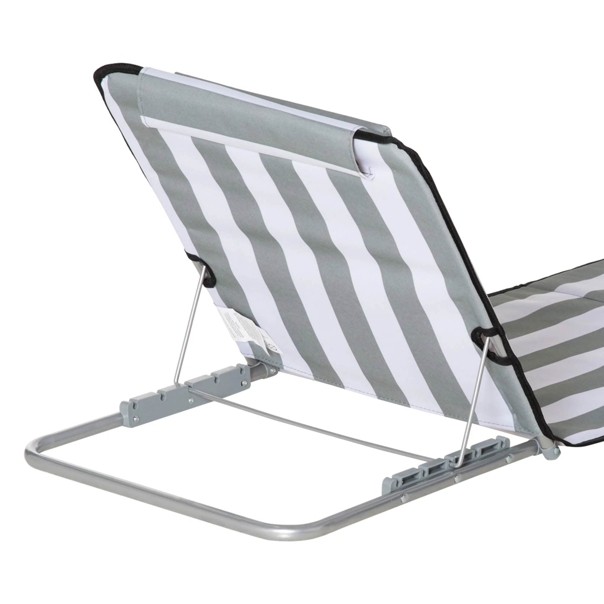 Set Of 2 Beach Mat Seat Adjustable Back Metal Frame Fabric Cover Foldable w/ Bag - Image 7