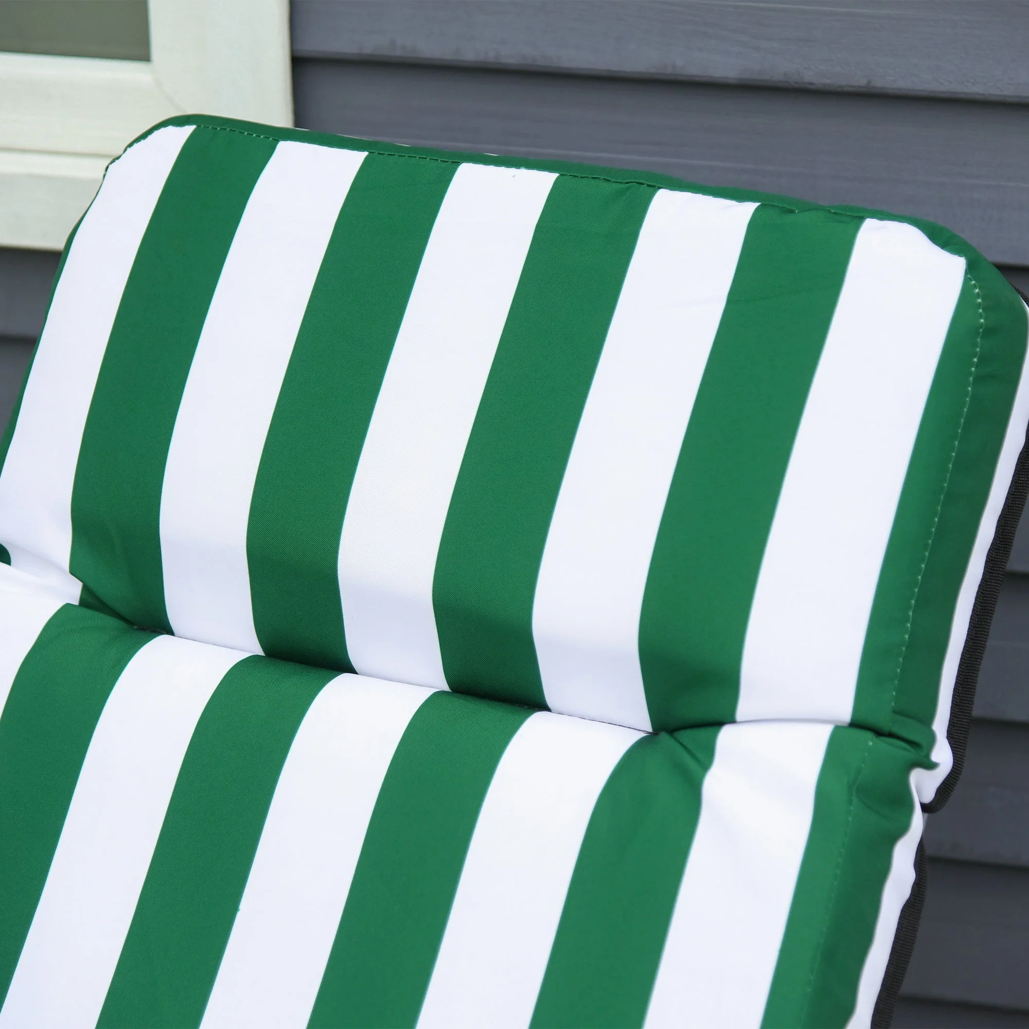 Set of 2 Garden Patio Outdoor Sun Recliners Loungers Folding Foldable Multi Position Relaxers Chairs with Cushions Fire Retardant Sponge Green White - Image 8