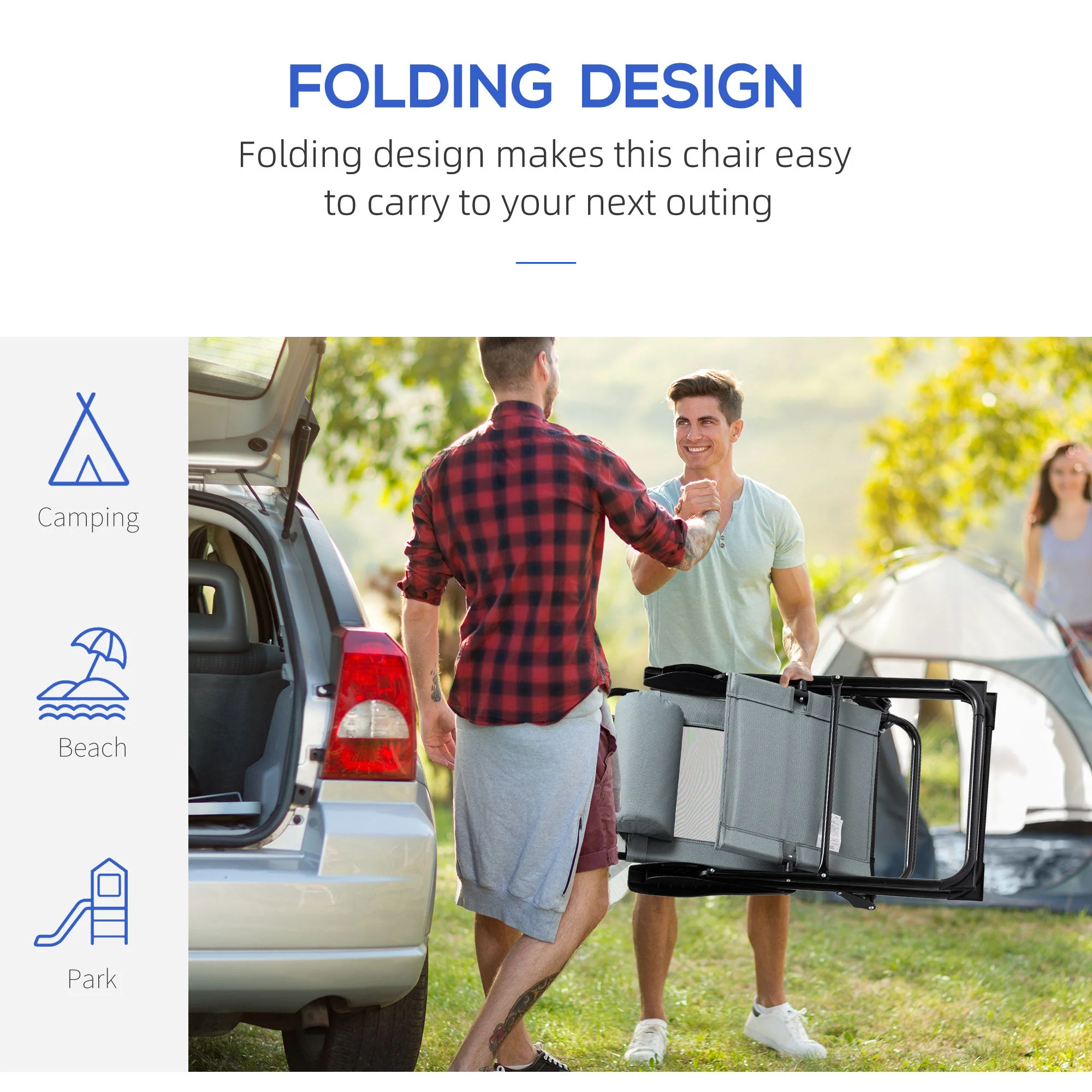 Set of 2 Portable Folding Recliner Outdoor Patio Adjustable Backrest - Image 3