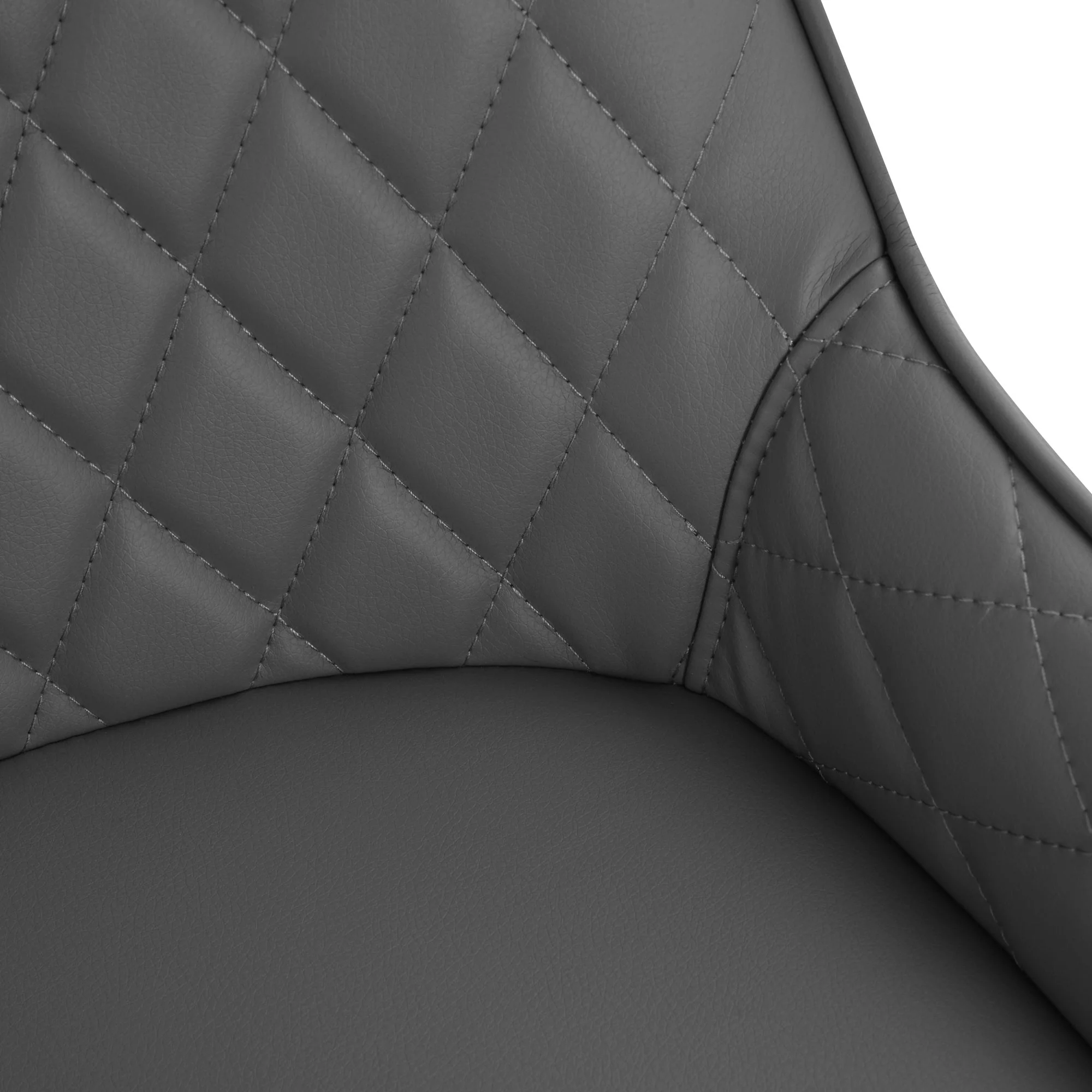 Set Of 2 Quilted PU Leather Dining Chairs with Metal Frame 4 Legs Foot Caps Home Seating Modern Stylish Executive Grey - Image 7