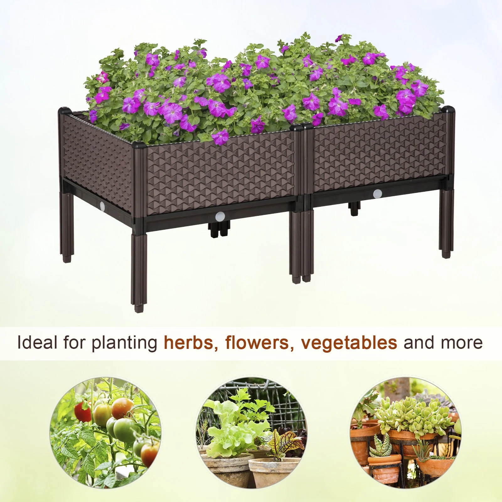 Set of 2 Raised Garden Bed Elevated Planter Box with Self-Watering Design - Image 6