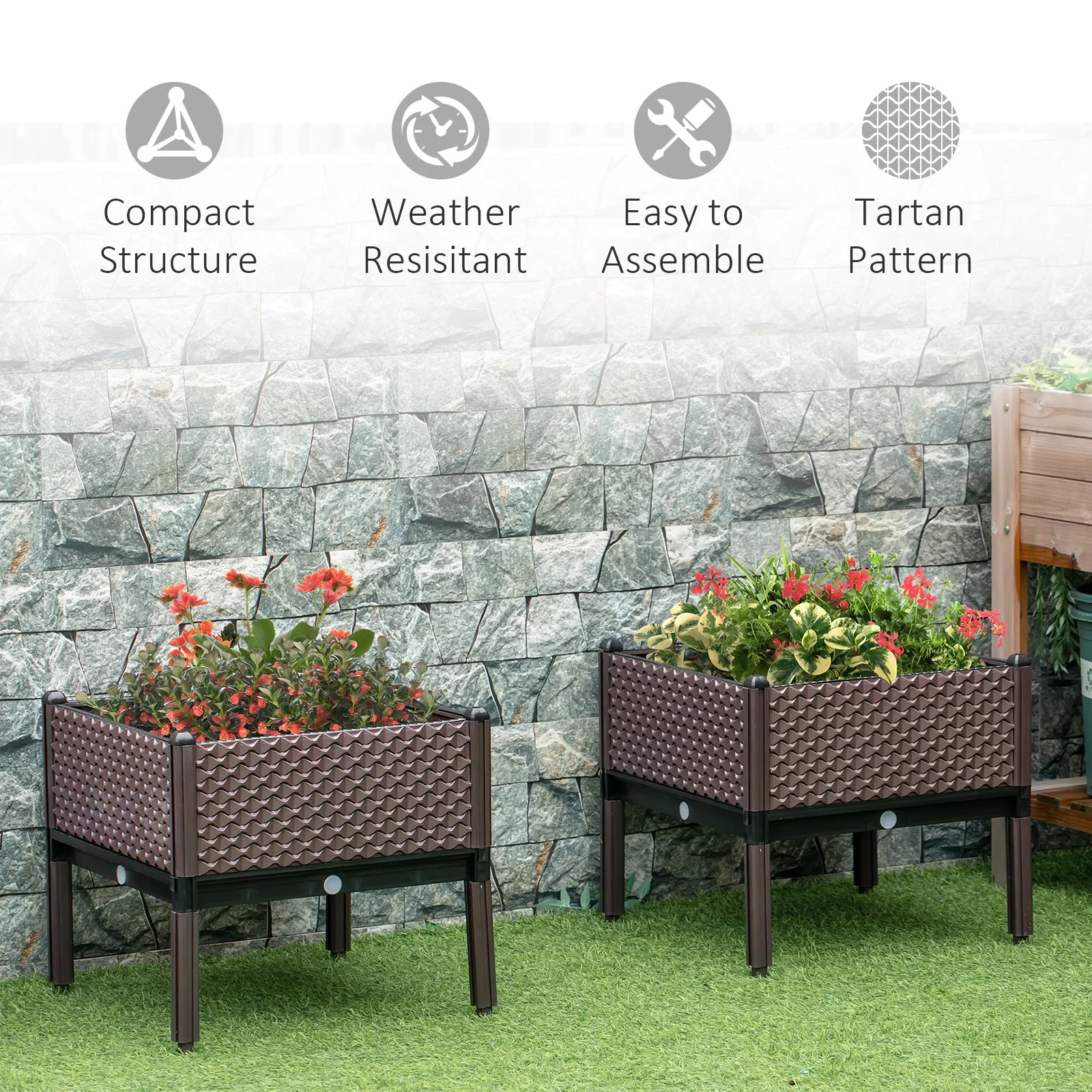 Set of 2 Raised Garden Bed Elevated Planter Box with Self-Watering Design - Image 7